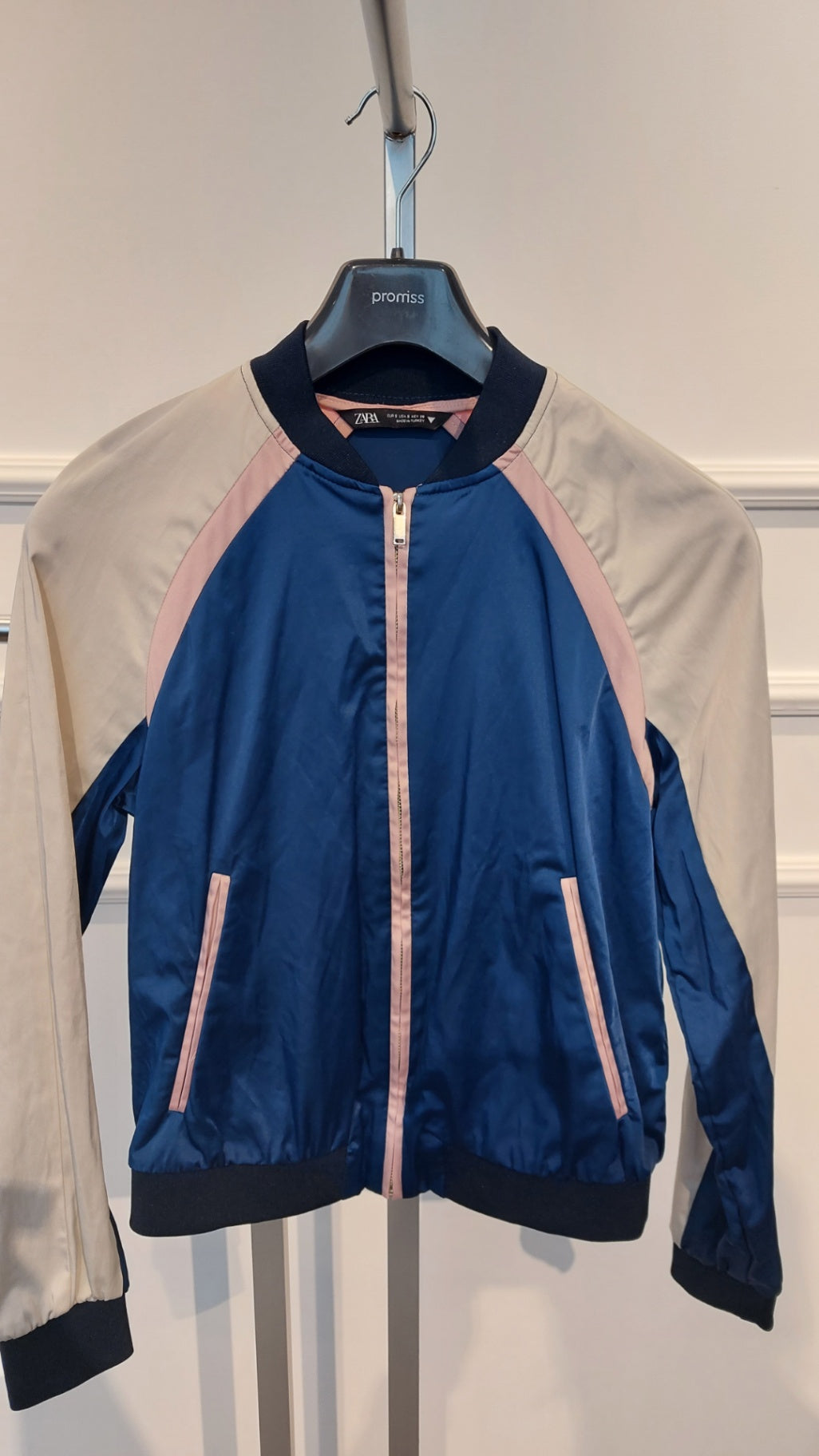S Zara Jacke Blau, Beige, Rosa