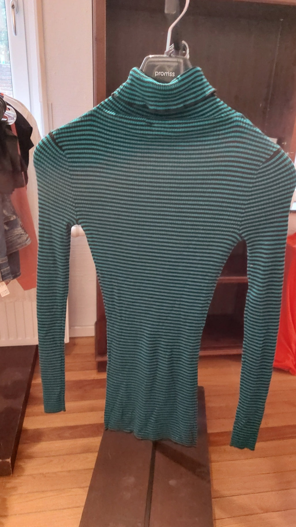 Only Rollkragenpullover Grün und Schwarz gestreift