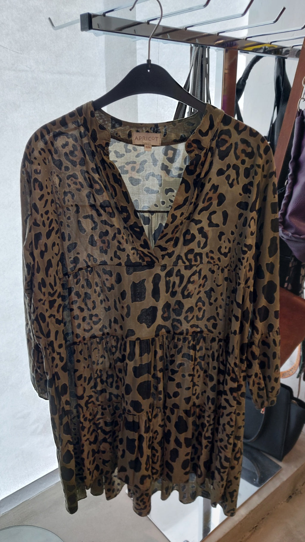 Apricot Bluse Leopard grün mit braun/schwarz