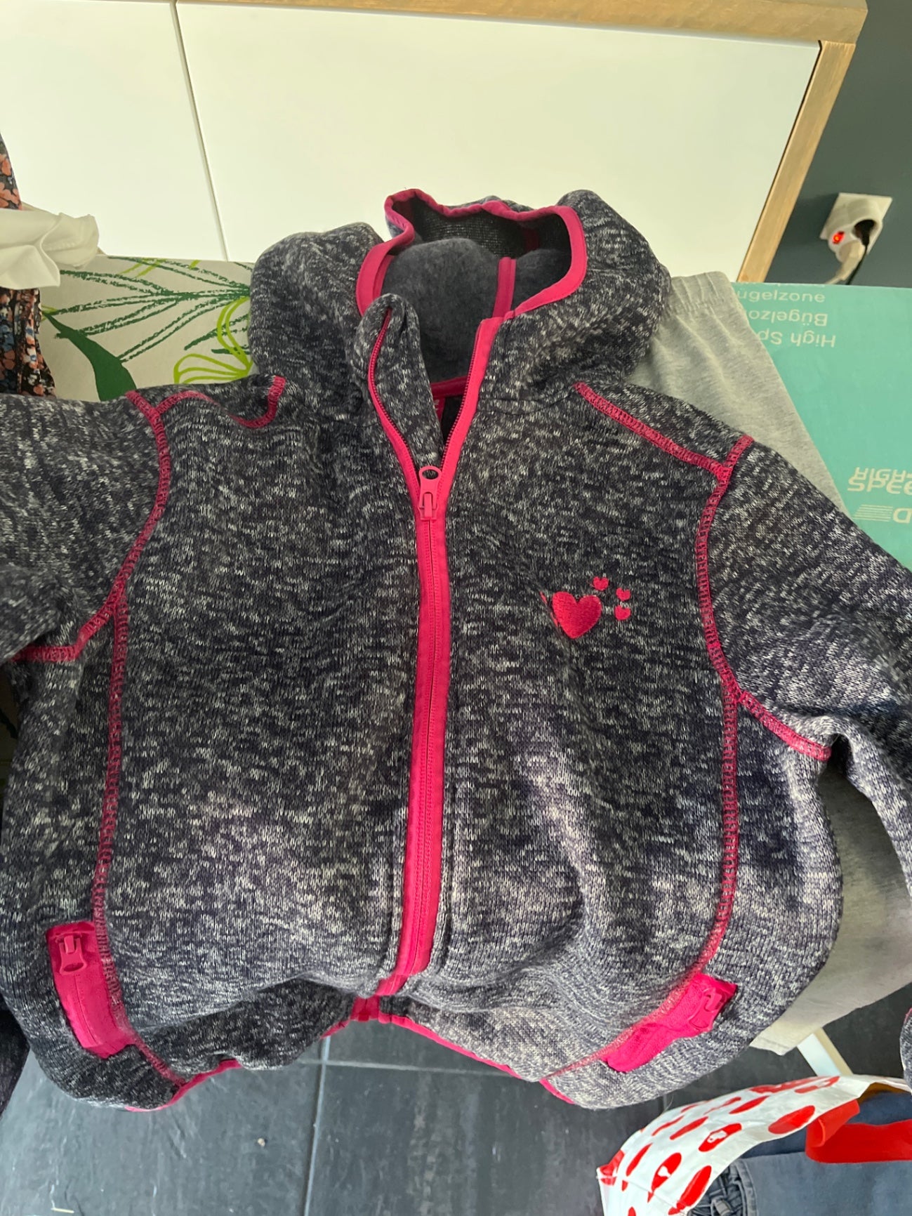 YFK Fleecejacke Grau und Pink