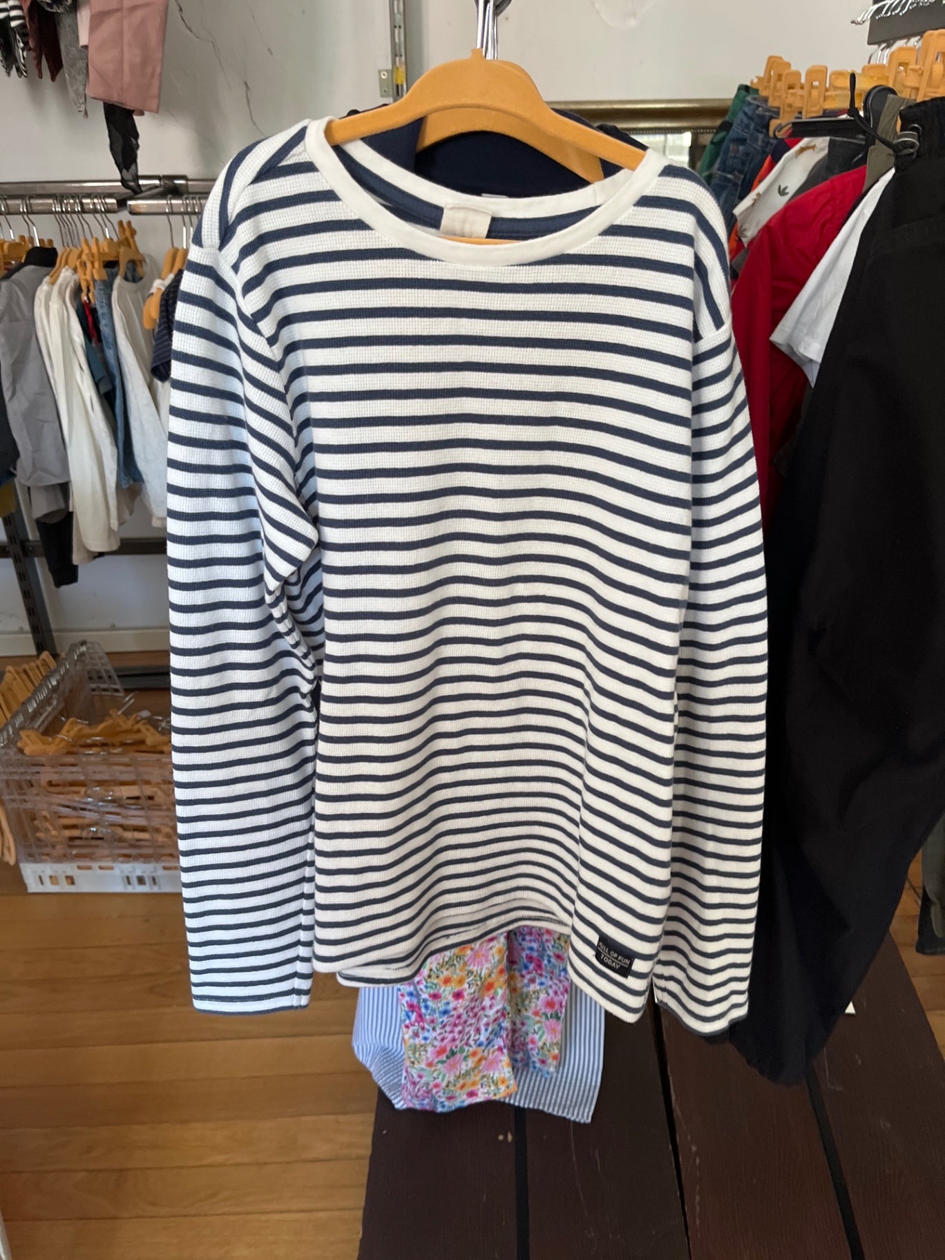 Hema Langarmshirt Weiß und Blau