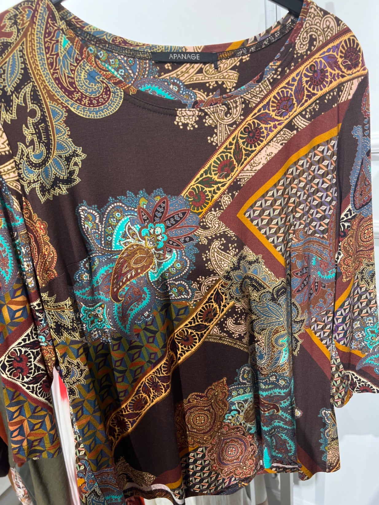 Apanage Bluse Mehrfarbig mit Braun, Blau, Gelb und Rot