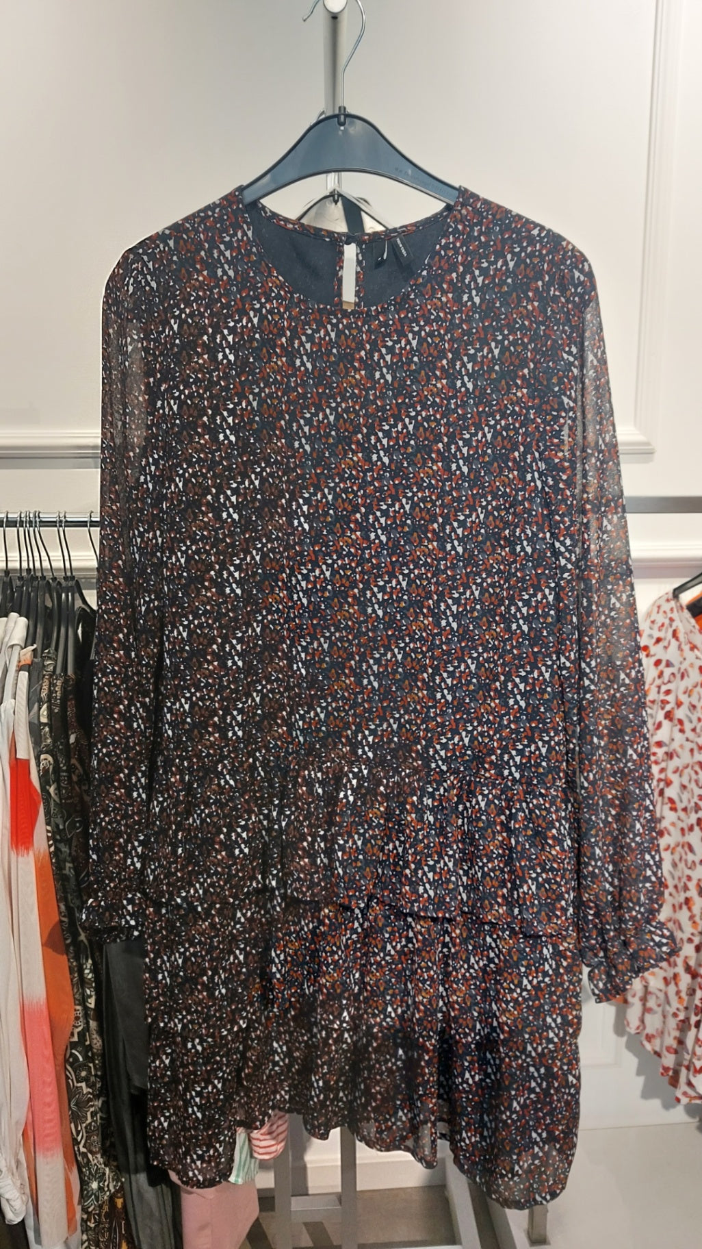VeroModa Kleid Mehrfarbig (Blau/Braun/Weiß)