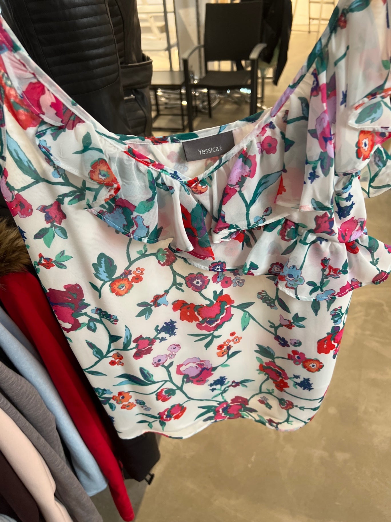 Yessica Bluse Weiß mit Blumenmuster Gr.:M