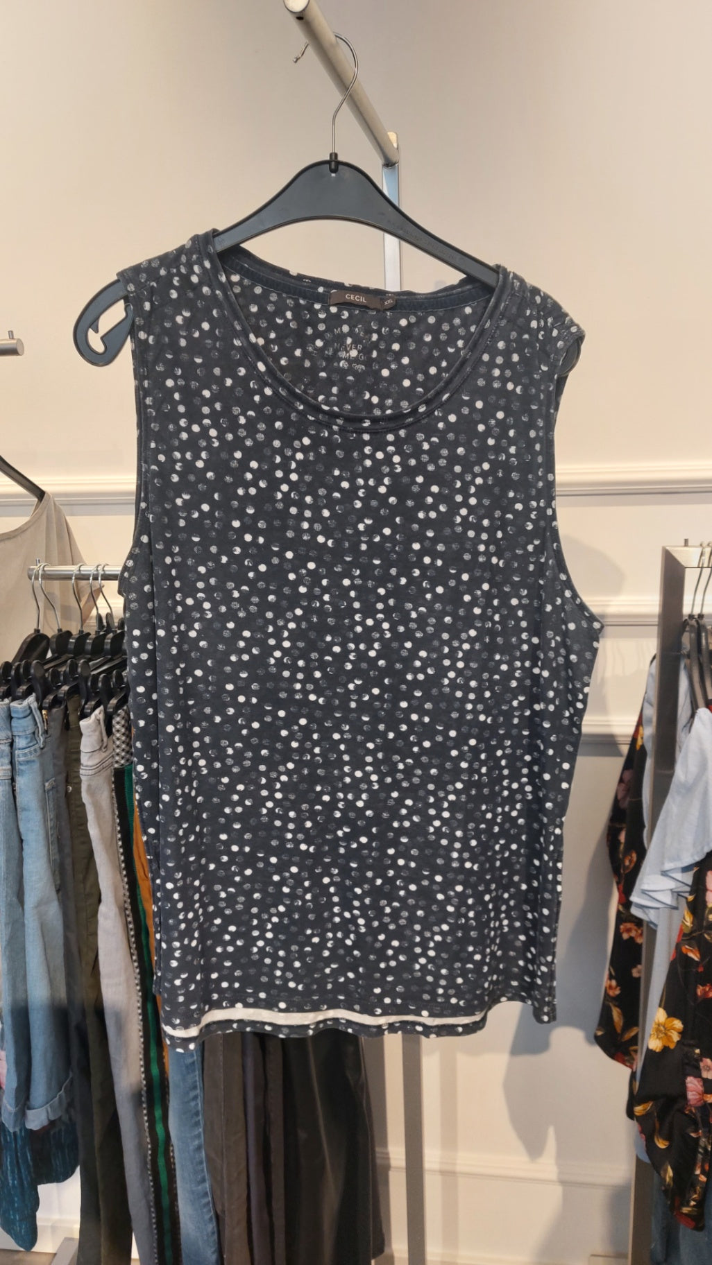 Cecil Tanktop Blau mit weißen Punkten