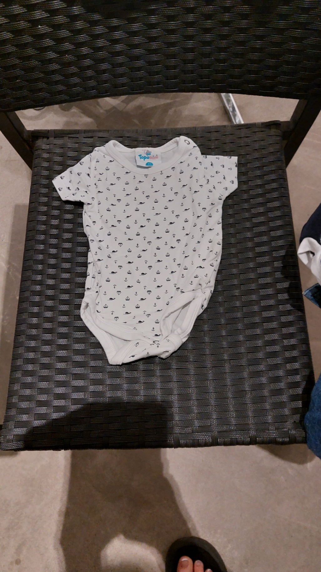 Topomini Babybody Weiß mit Blau