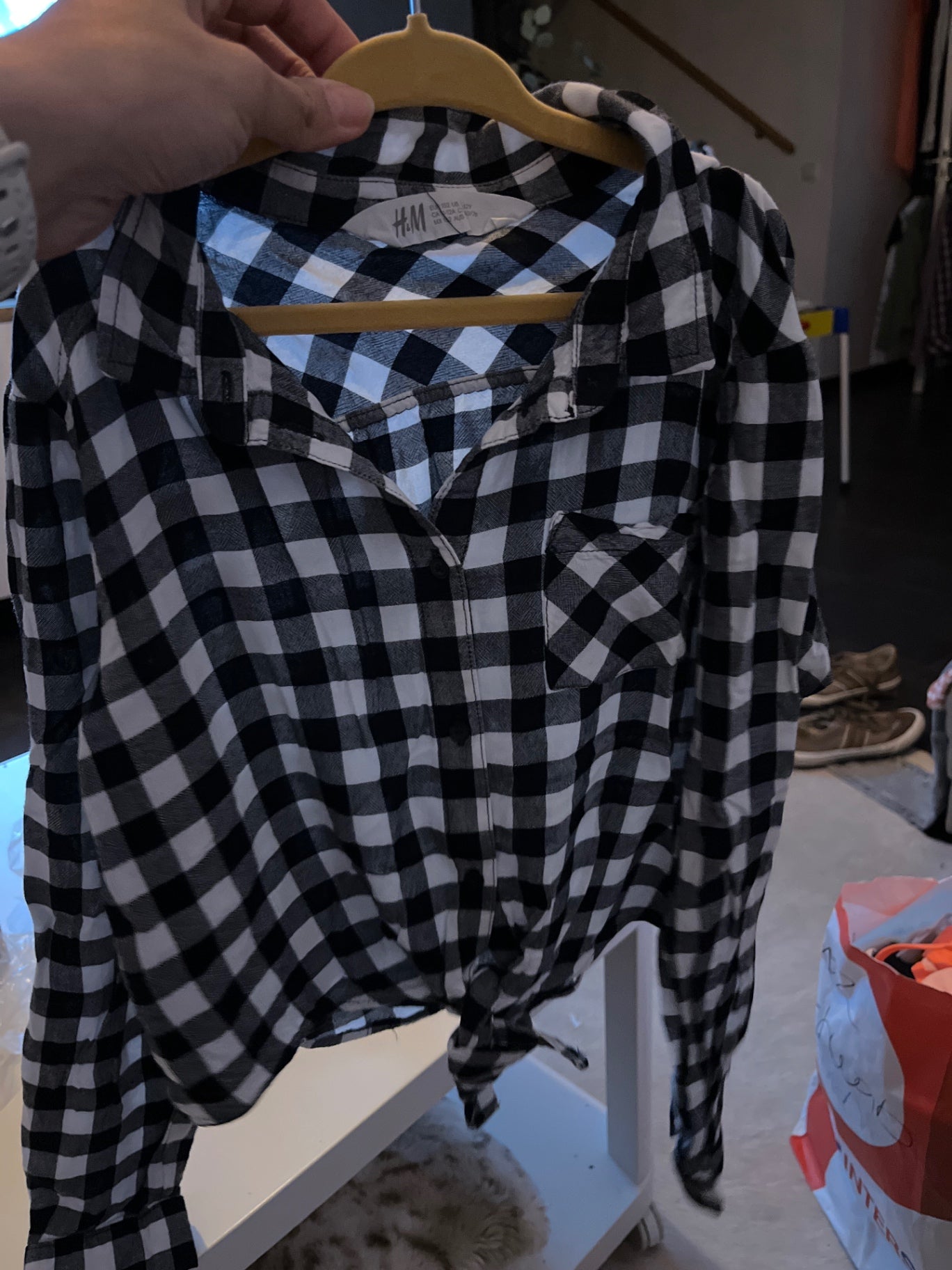 H&M Hemd Schwarz-Weiß Kariert
