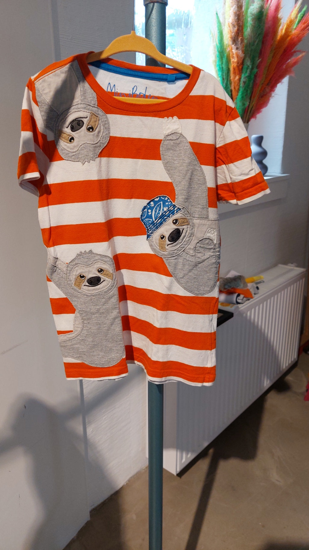 Mini Boden T-Shirt Orange und Weiß gestreift