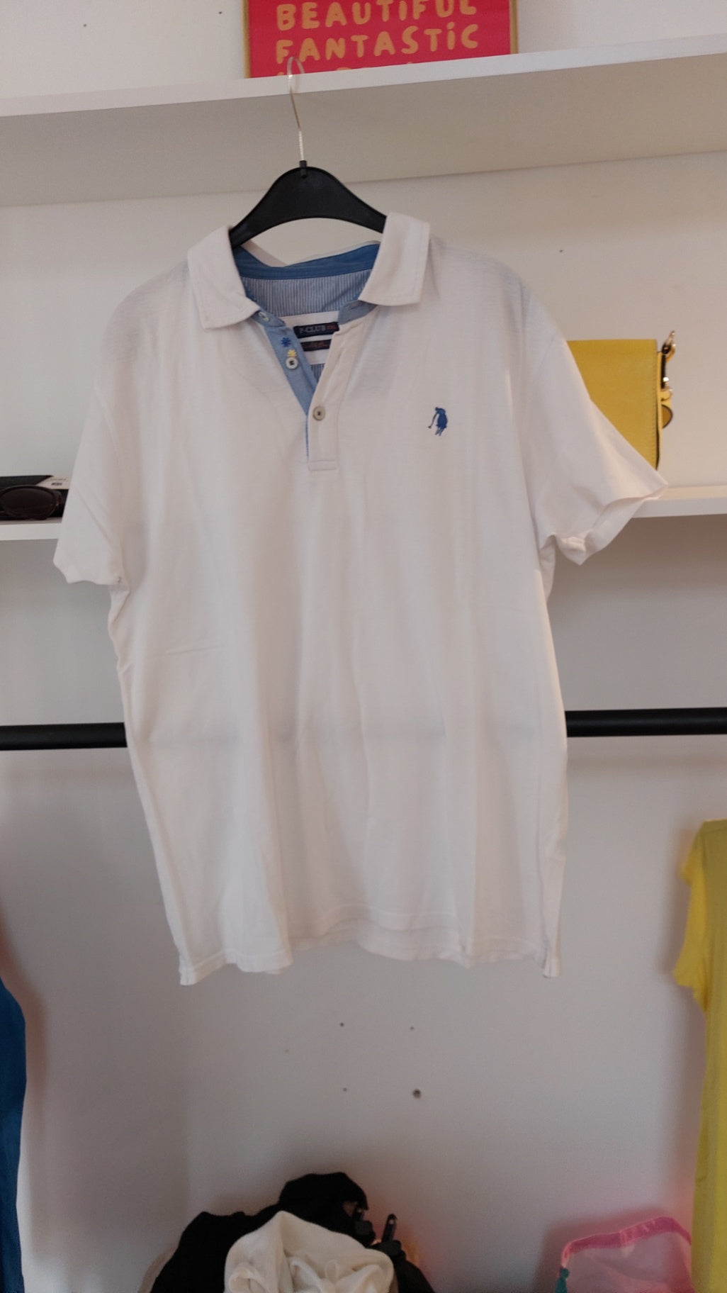 P-Club Polohemd Weiß mit Hellblau