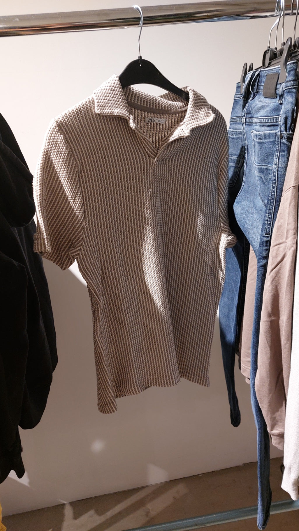 Zara Poloshirt Weiß und Grau