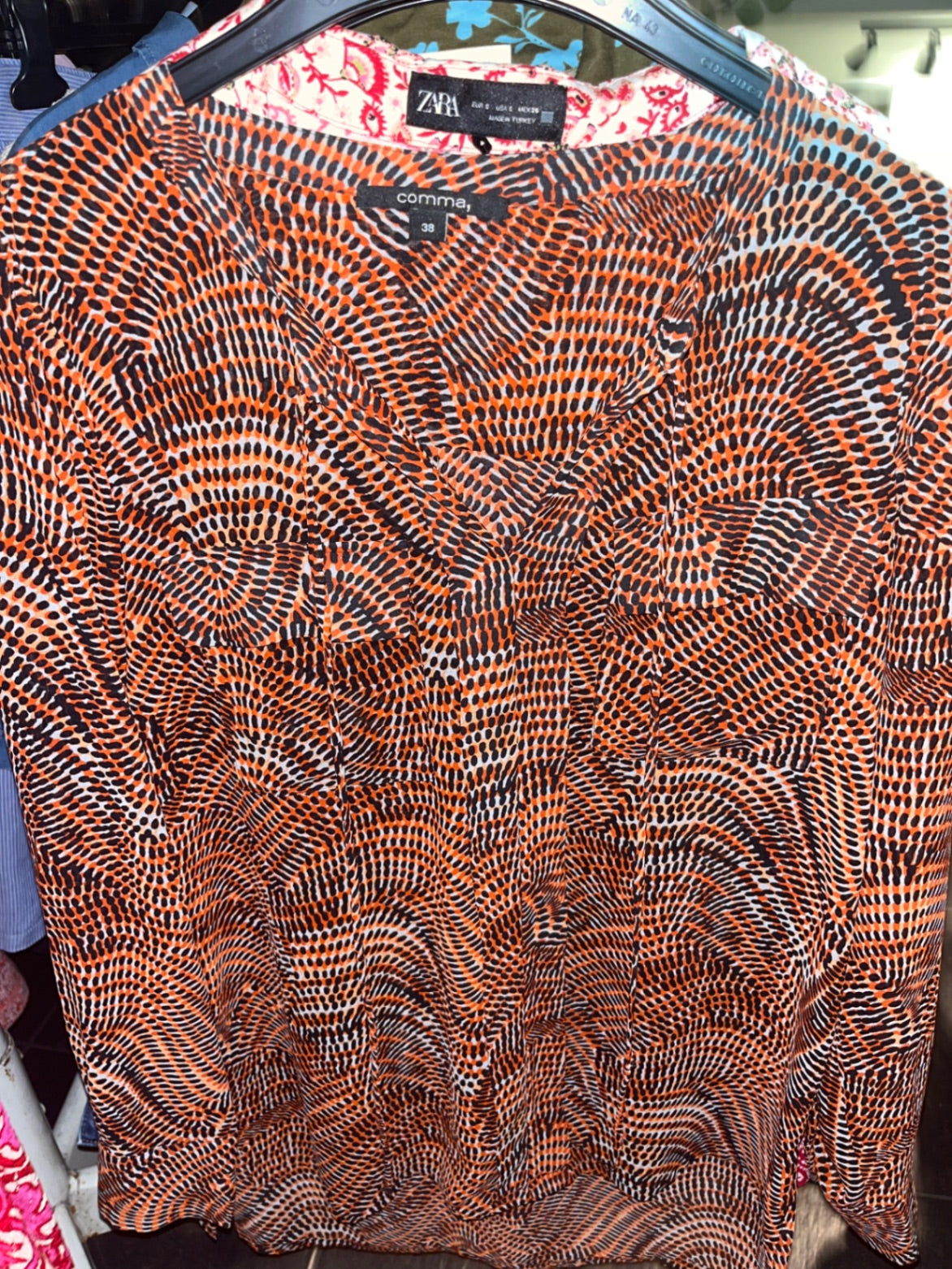 Comma Bluse Orange, schwarz