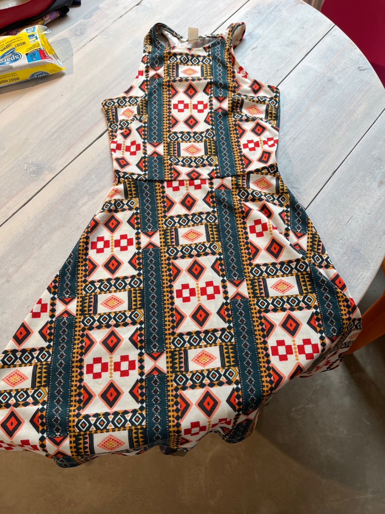 H&M Kleid Mehrfarbig (Rot, Schwarz, Weiß, Gelb)