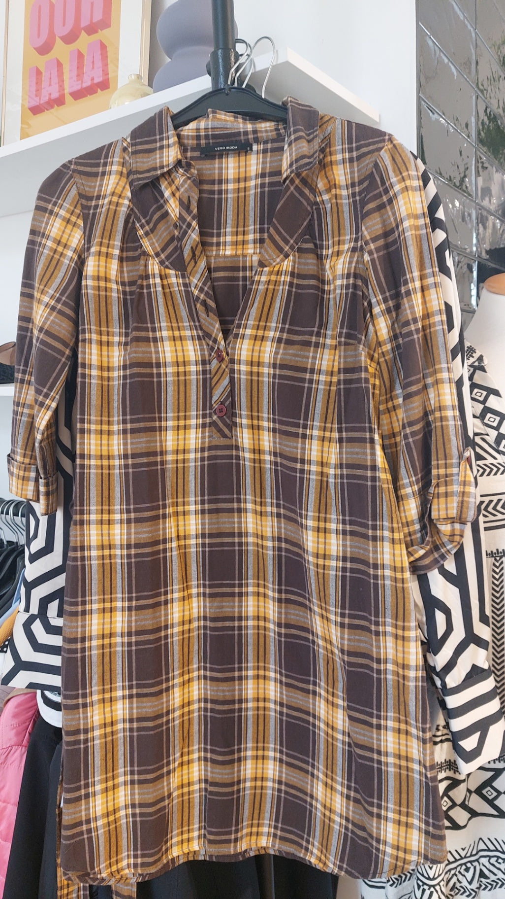 Vero Moda Bluse Braun und Gelb kariert