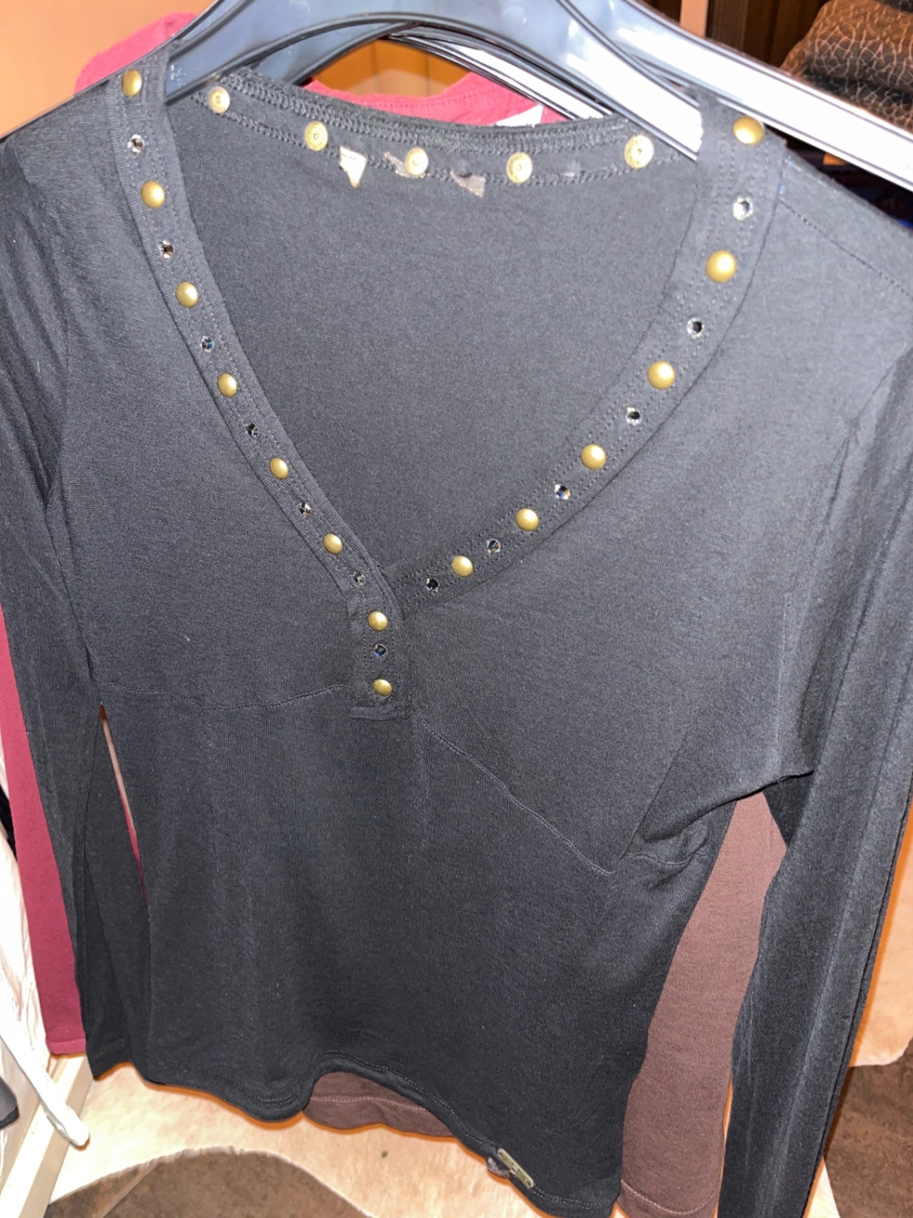 Liu Jo Langarmshirt Schwarz Nieten