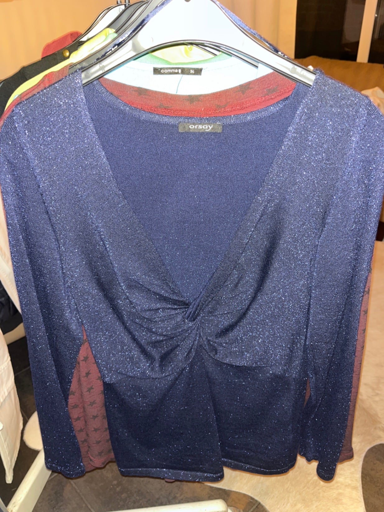 Orsay Langarmshirt Blau Glitzer