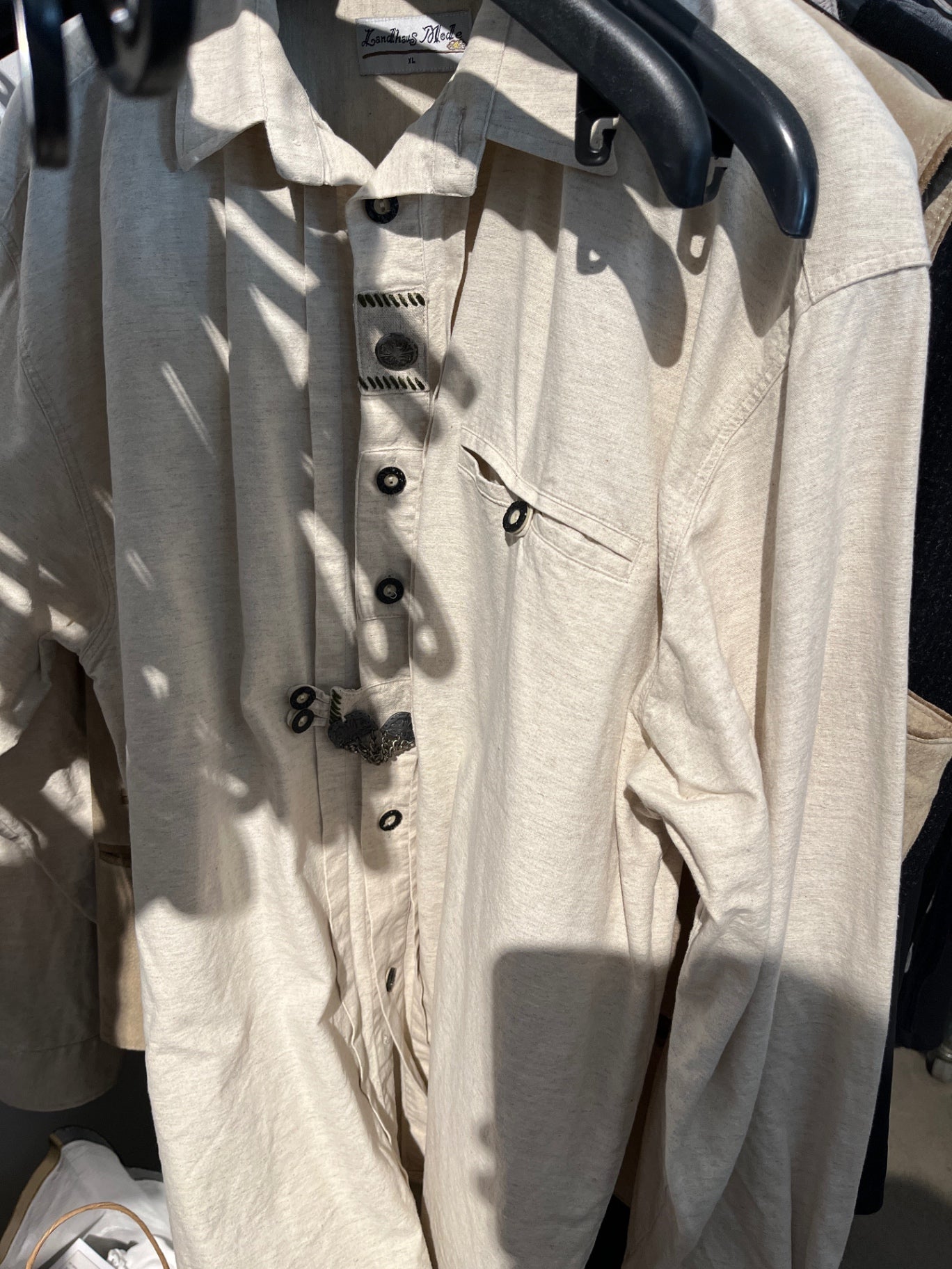 Landhausmode Langarmhemd Leinen Beige