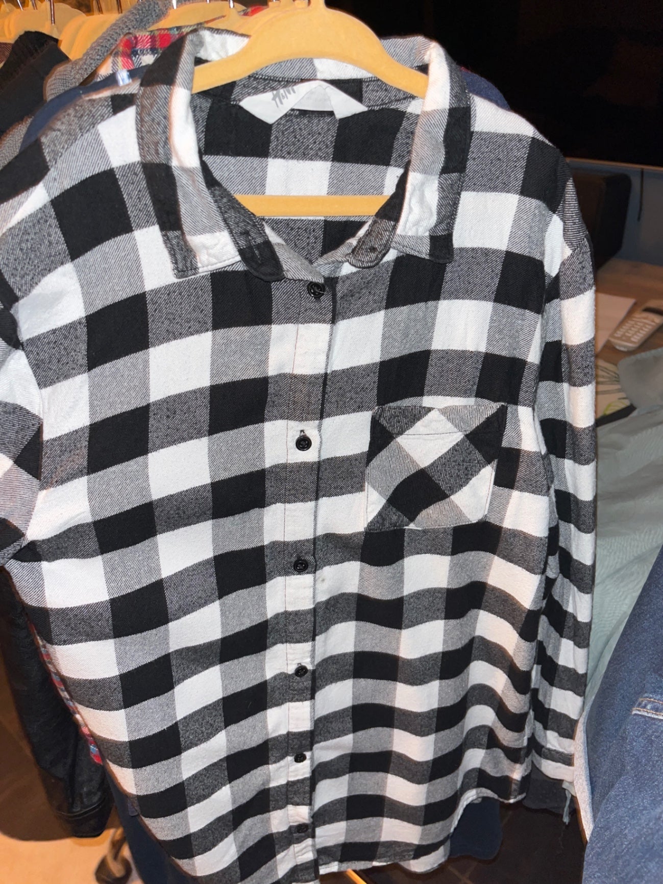 H&M Hemd Schwarz-Weiß kariert