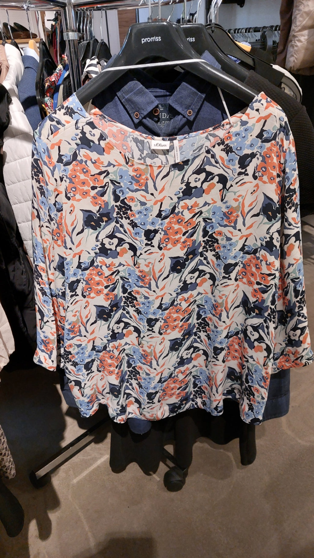 s.Oliver Bluse Mehrfarbig (Blau, Orange, Weiß)