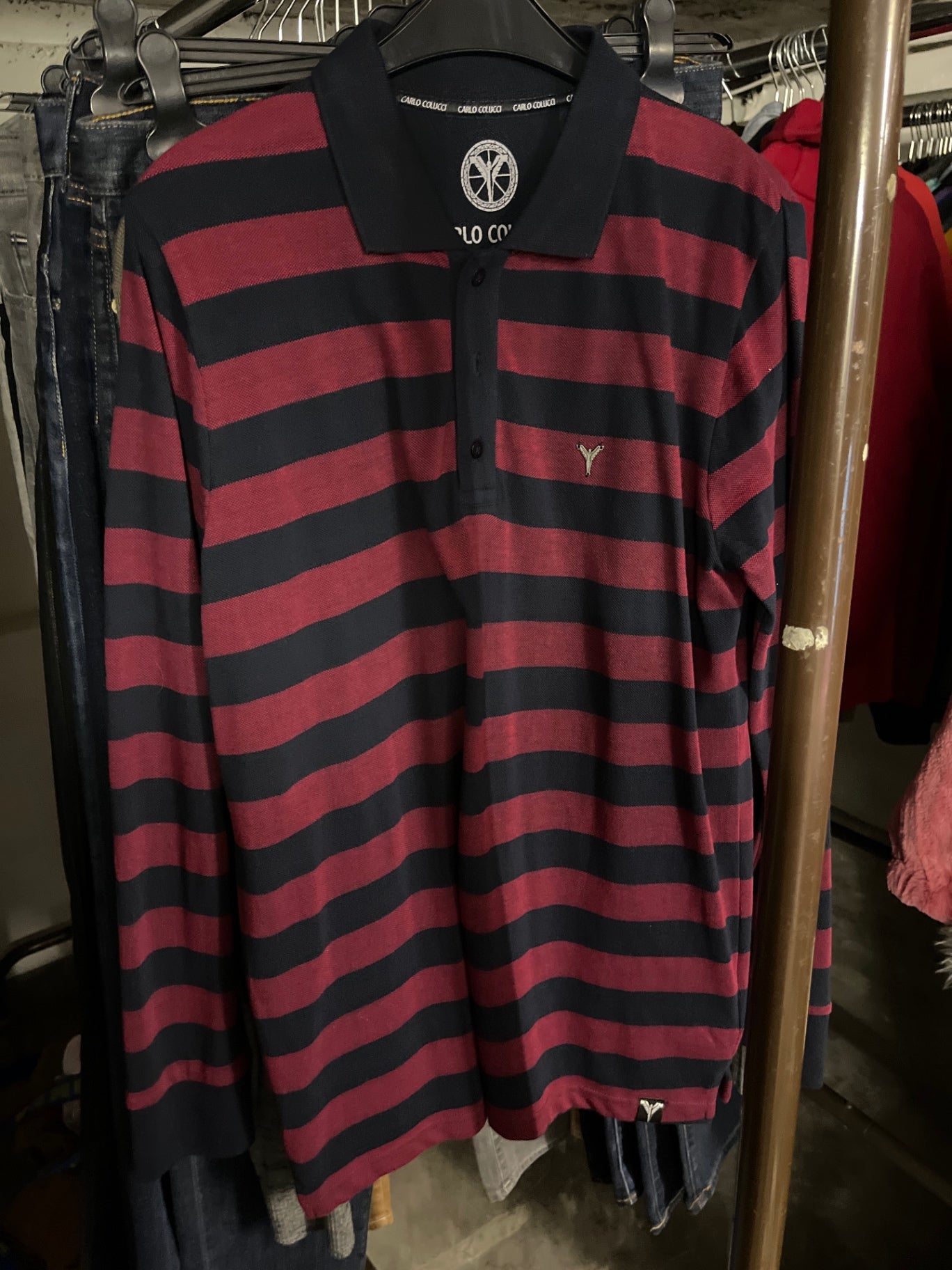 Carlo Colucci Poloshirt Rot und Schwarz