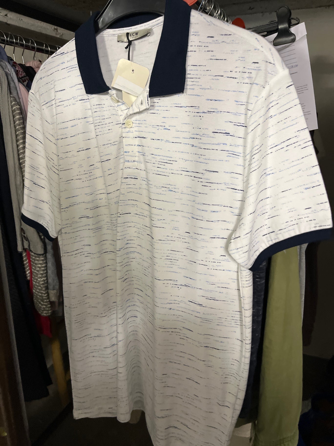 LCW Poloshirt Weiß mit blauen Streifen