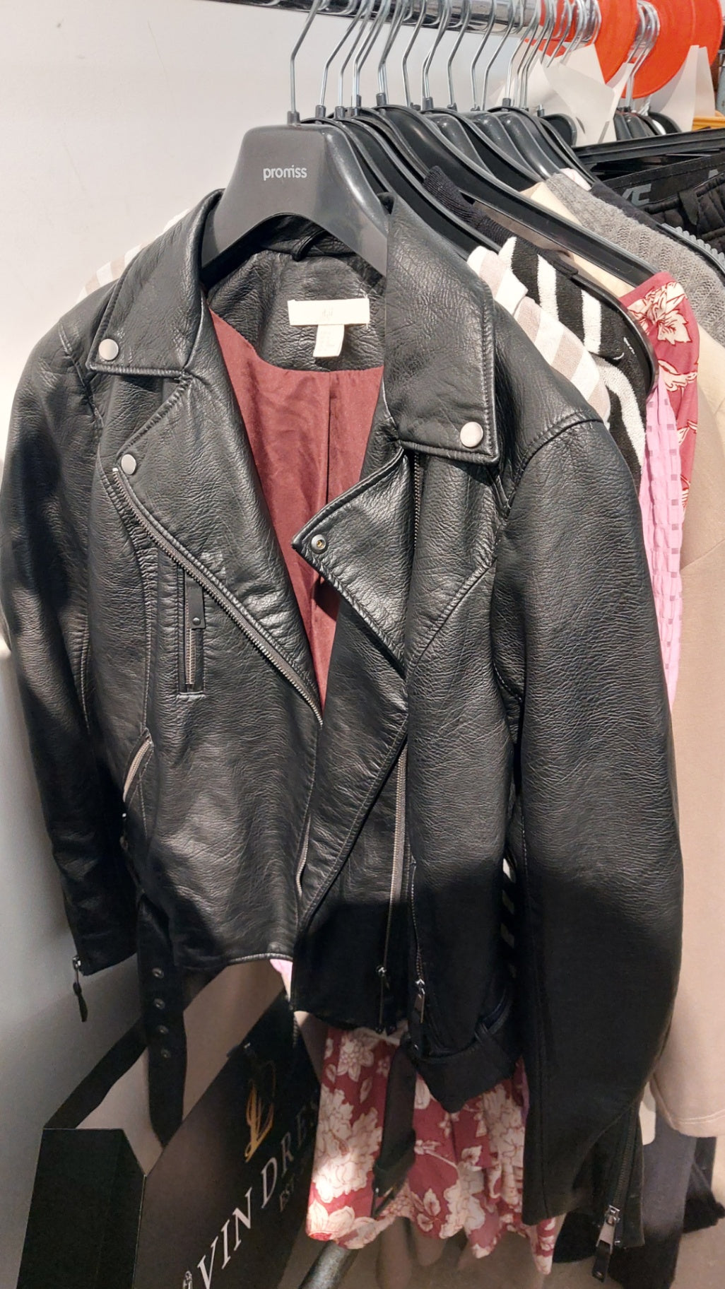 H&M Lederjacke Schwarz