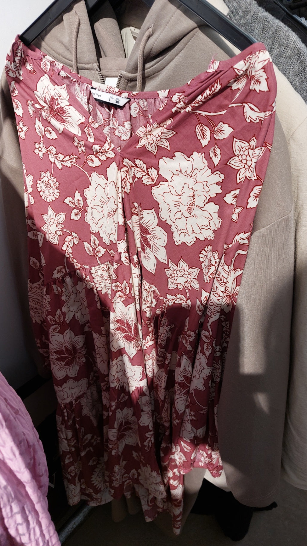 Lefties Bluse/Kleid Weinrot mit weißen Blumenmuster