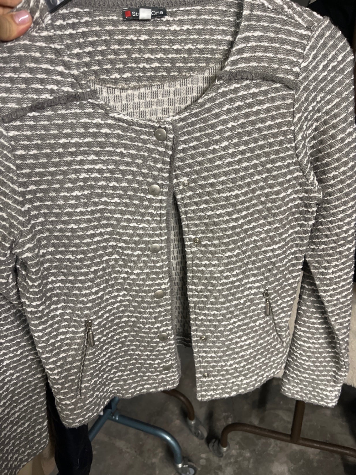 Street One Strickjacke Grau weiß