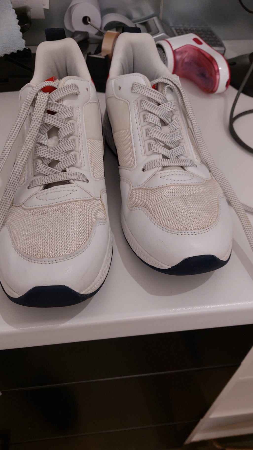 Unbekannt Sneaker Weiß mit Blau und Rot