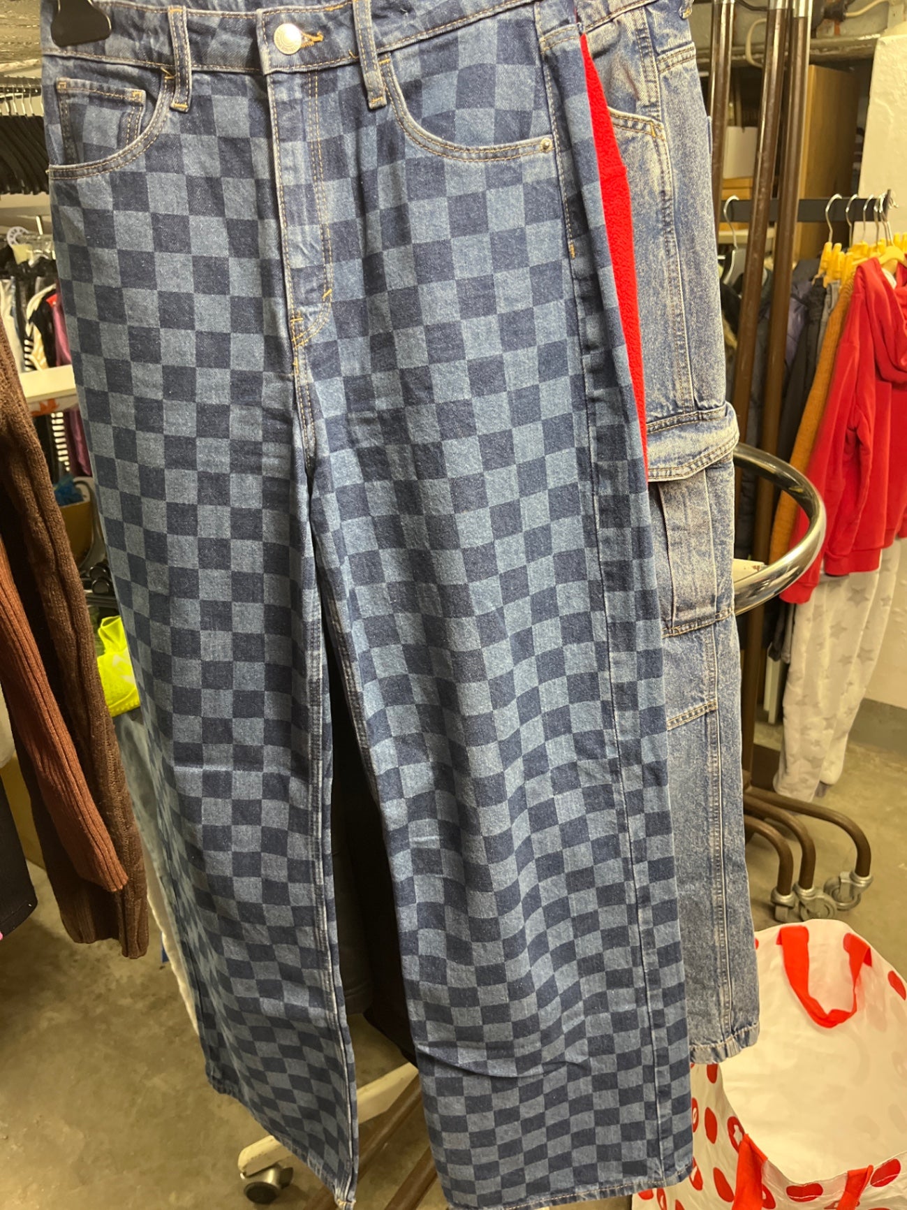 Unbekannt Jeans Blau kariert