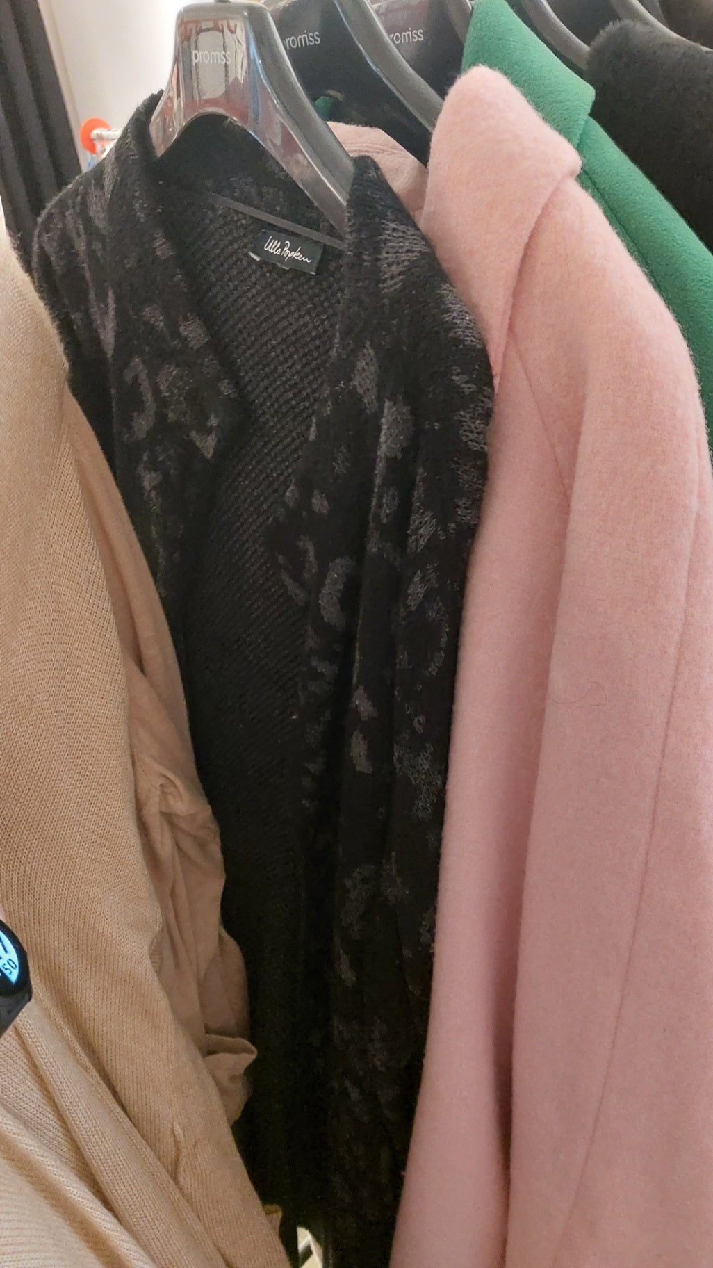 Ulla Popken Mantel Schwarz/grau