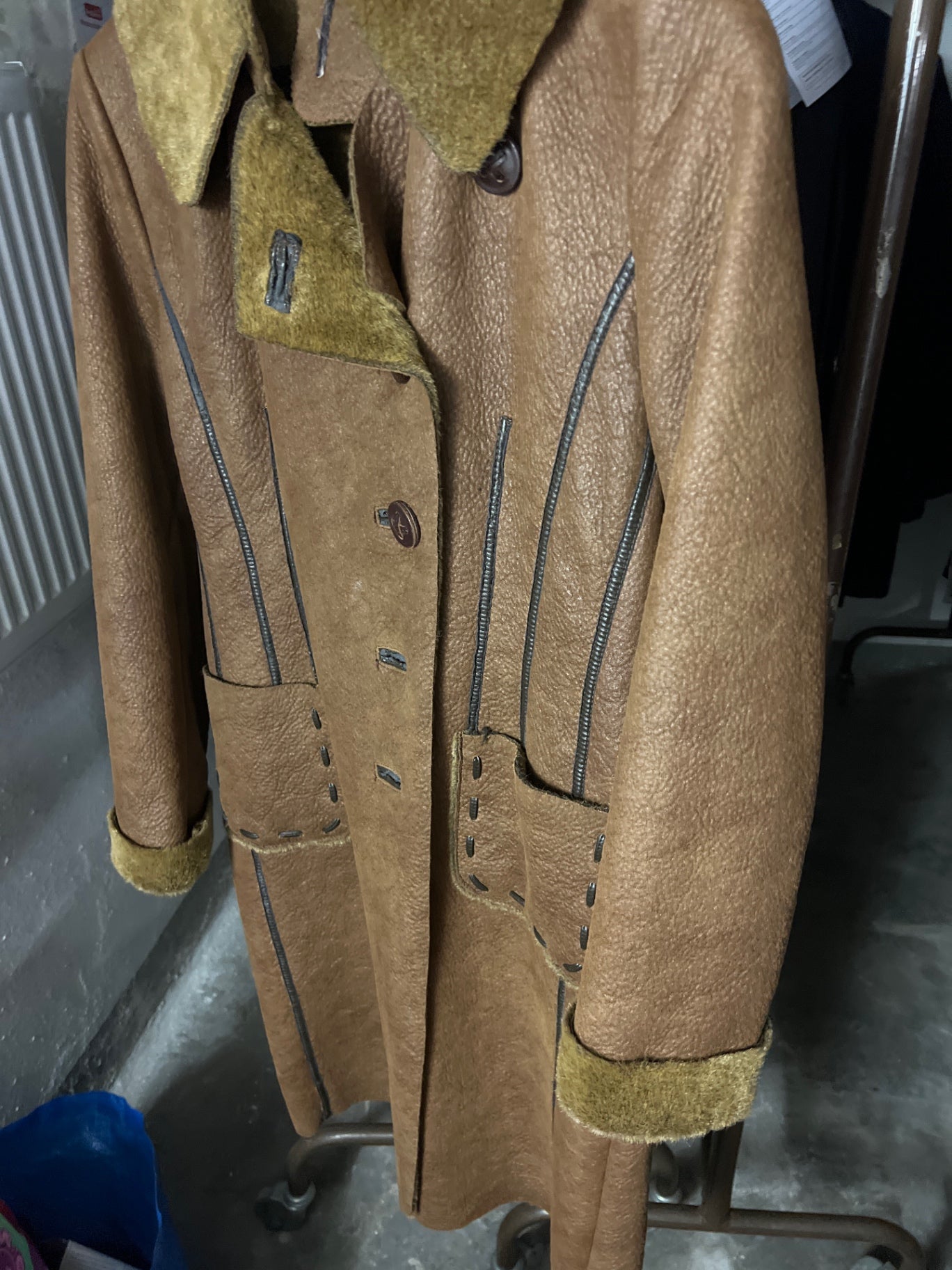 Vintage Leder Mantel Braun