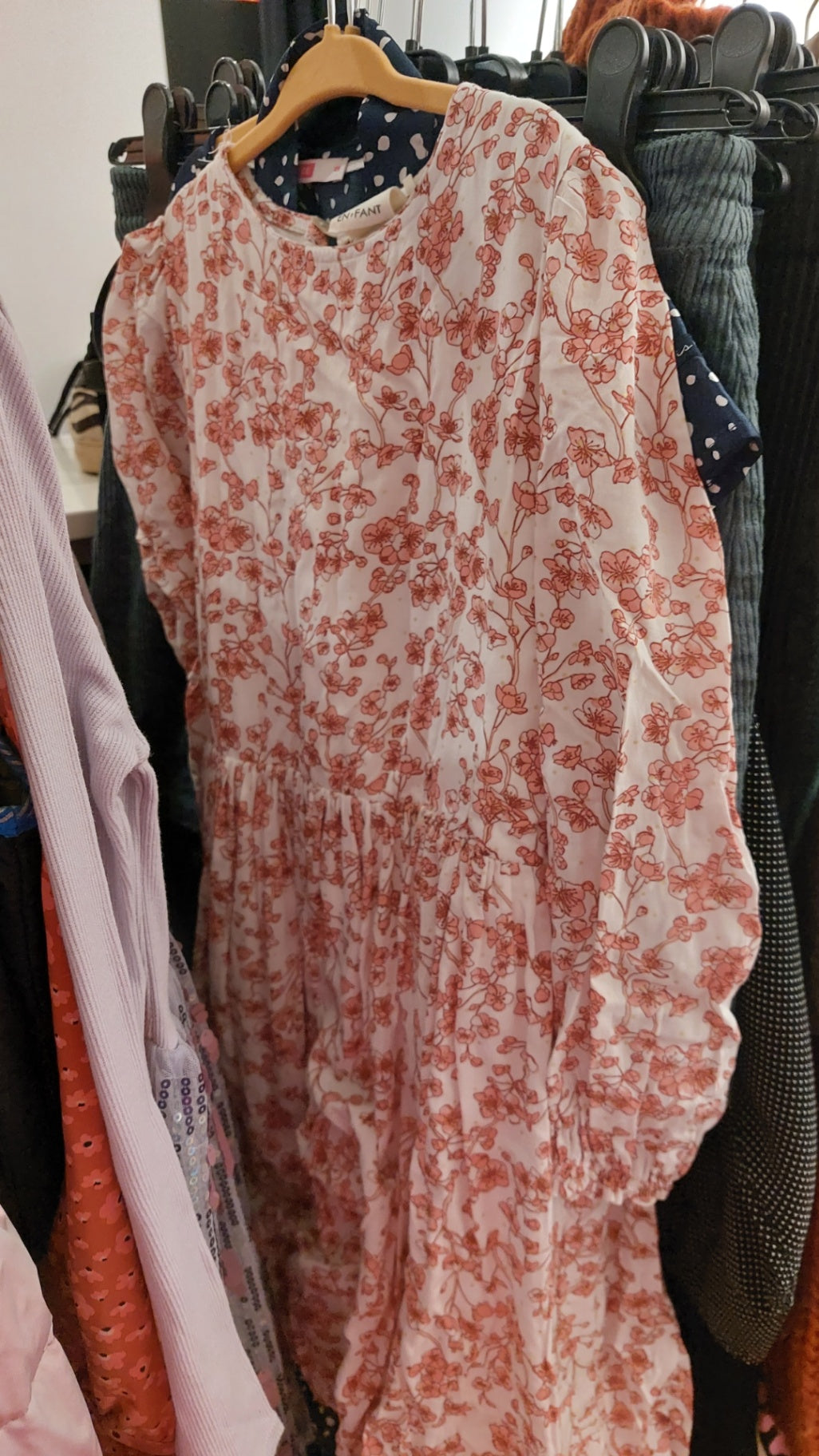 En fant Kleid Weiß mit rosa Blumenmuster Größe: 128