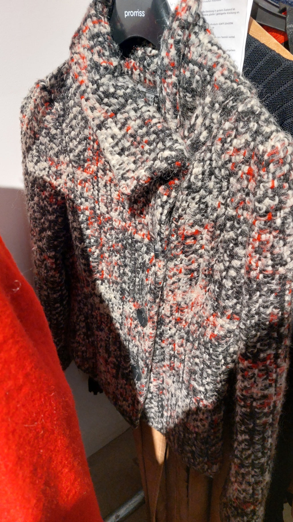 Bandolera Jacke Grau, Weiß und Rot Größe: 40