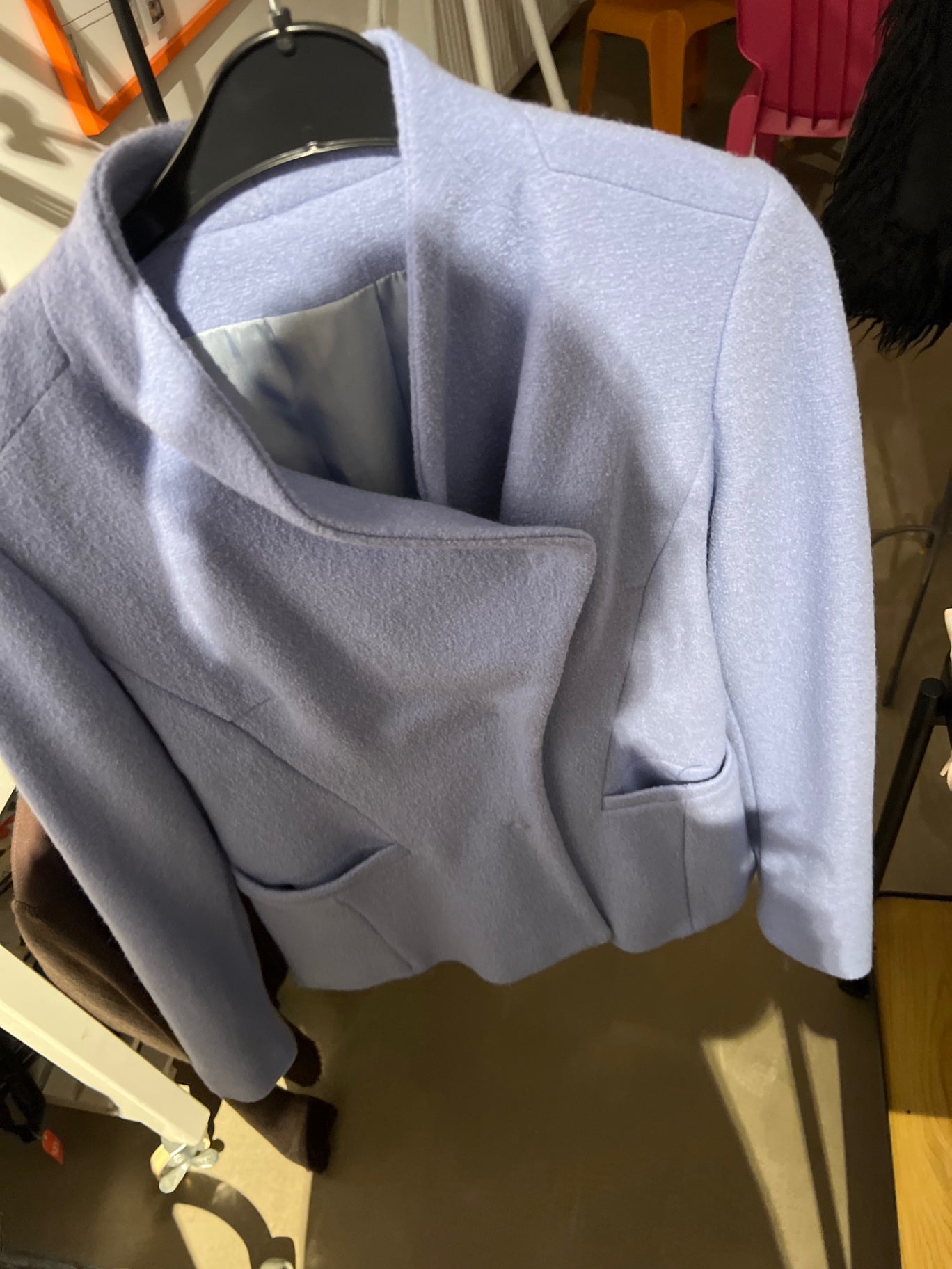 Selbstgeschneidert UNIKAT Wollblazer Hellblau Größe: S