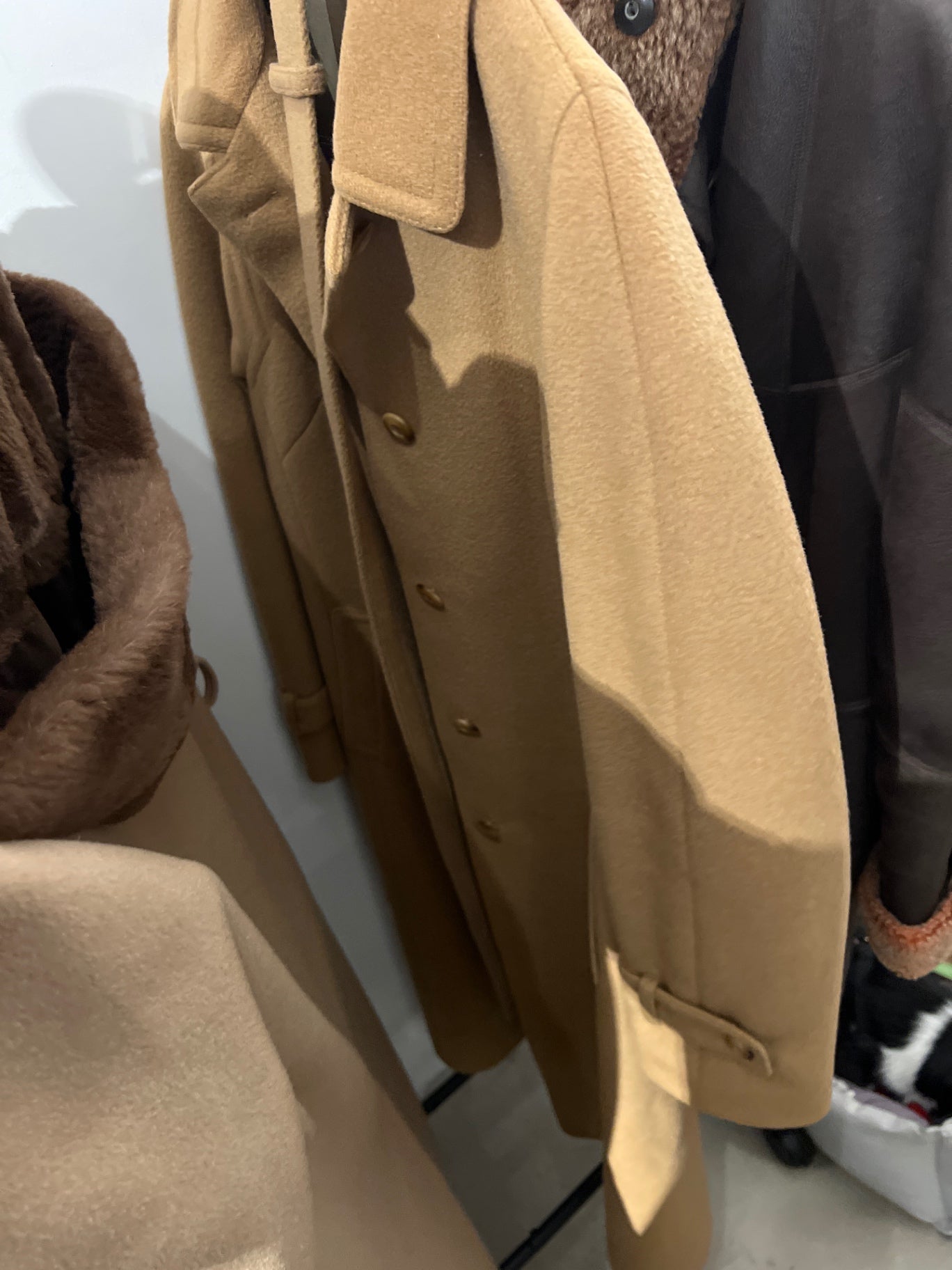 Kamelhaar + Schurwolle Mantel Beige Größe: 38