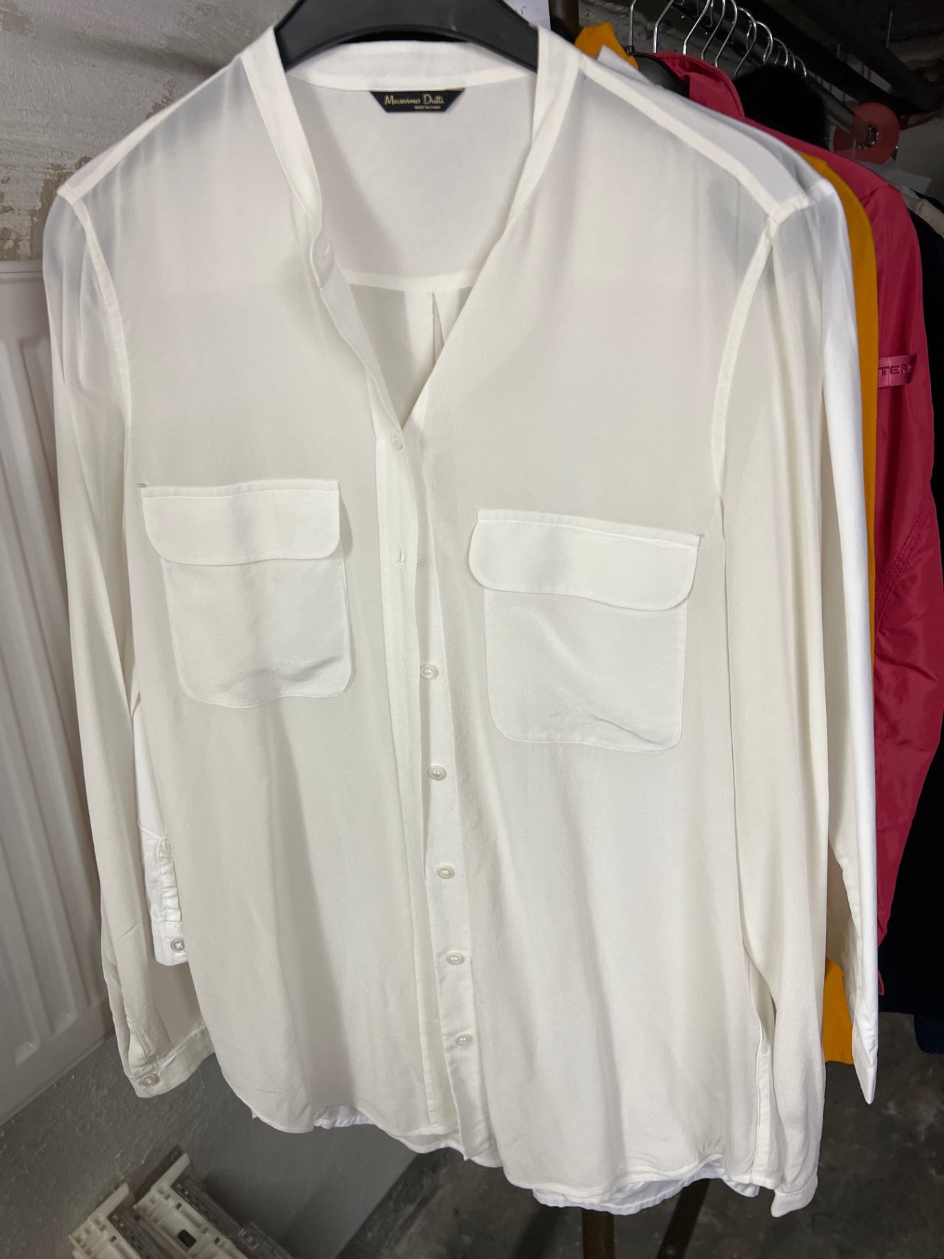 Massimo Dutti Bluse Weiß Größe: M-L
