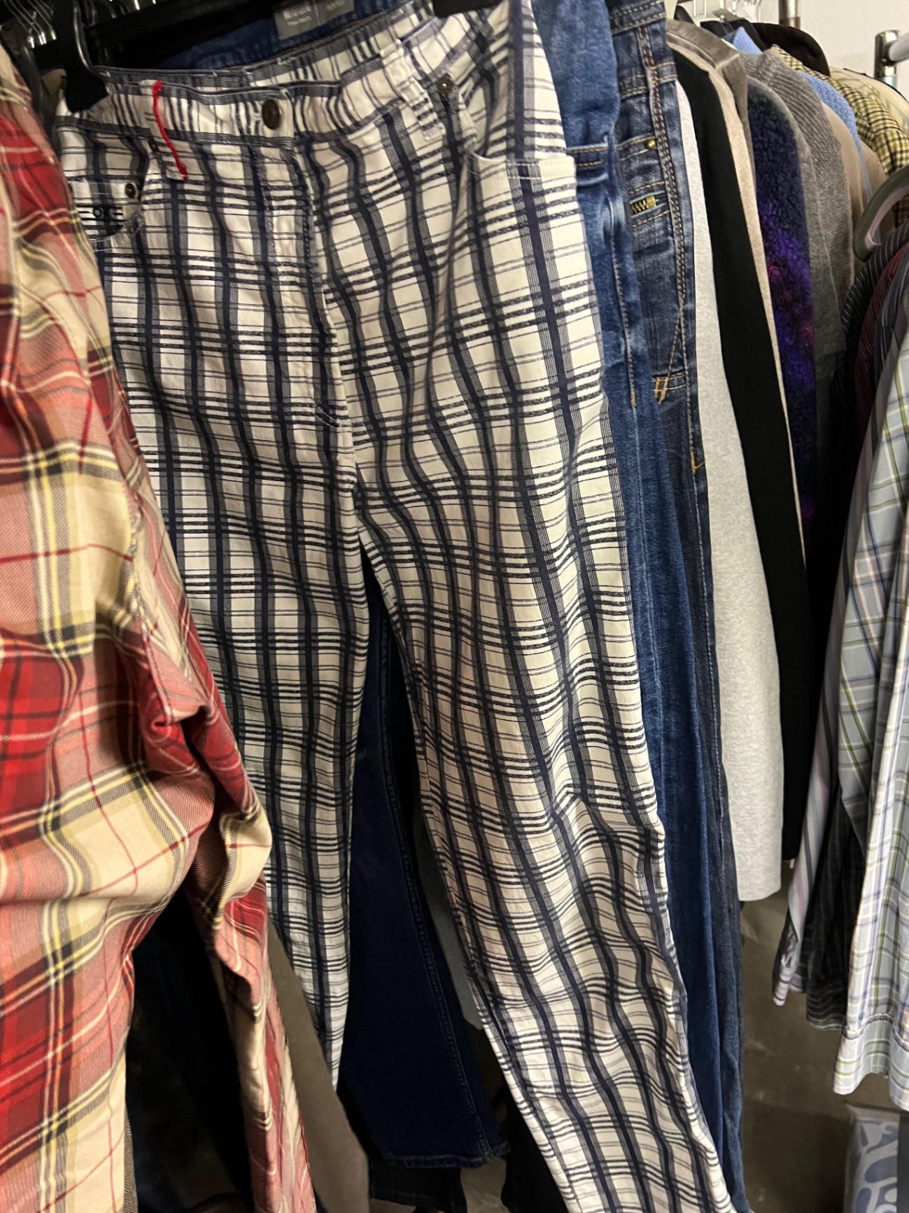 Otto Kern Hose Weiß und Blau kariert Größe: 33