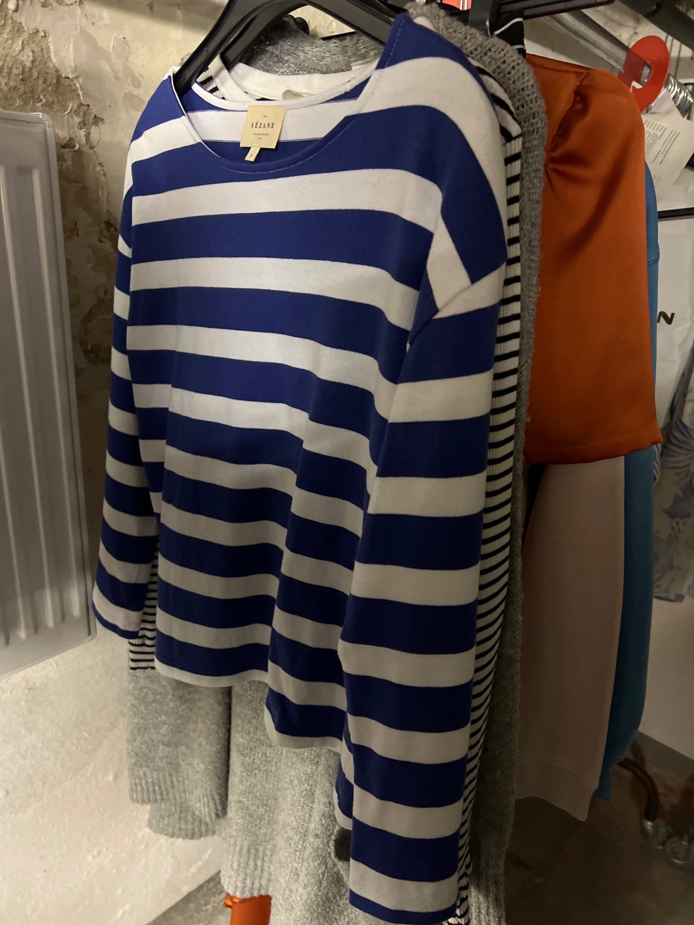 Sézane Pullover Blau und Weiß gestreift Größe: S