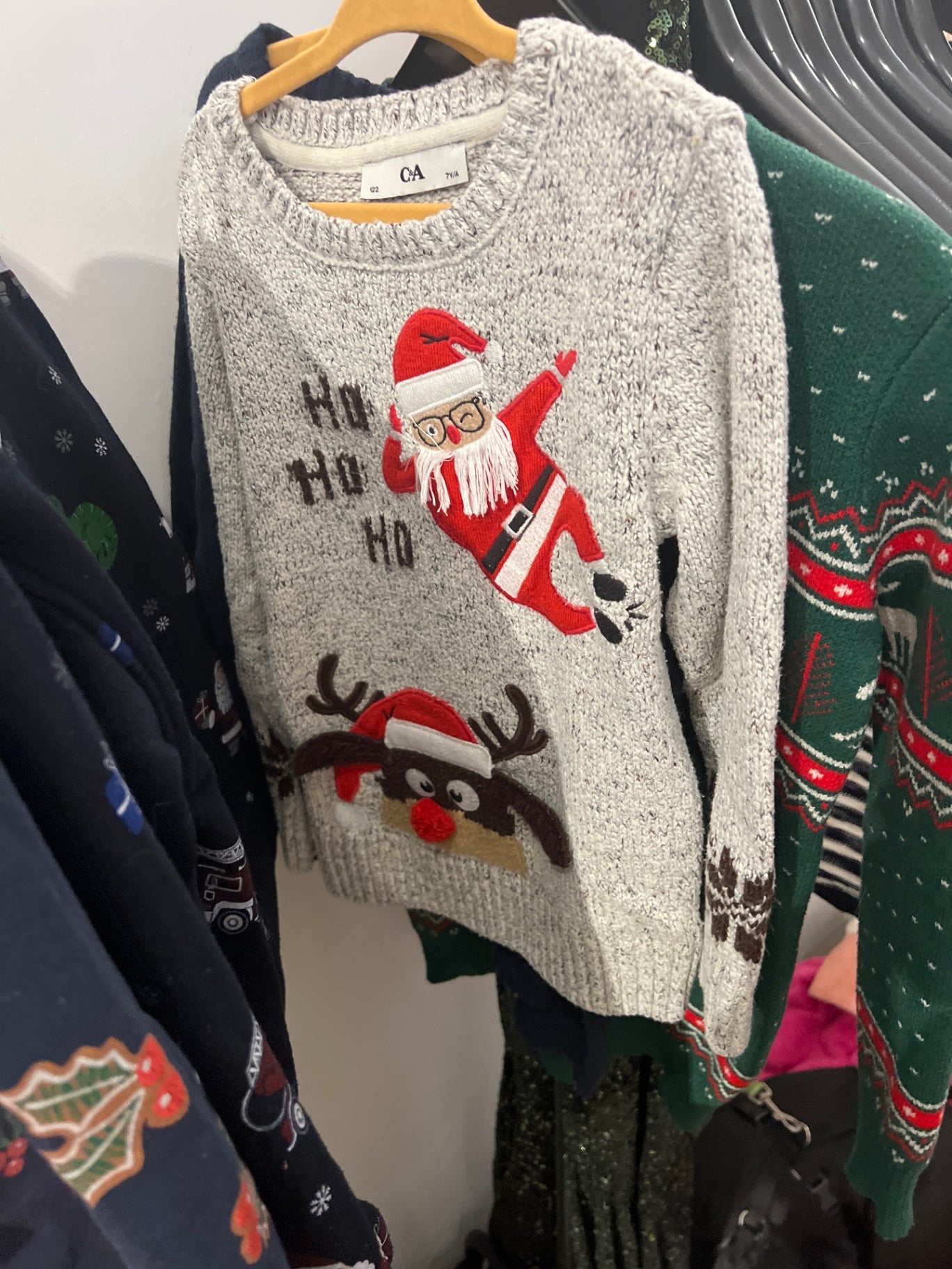C&A Weihnachtspulli Grau Größe: 122