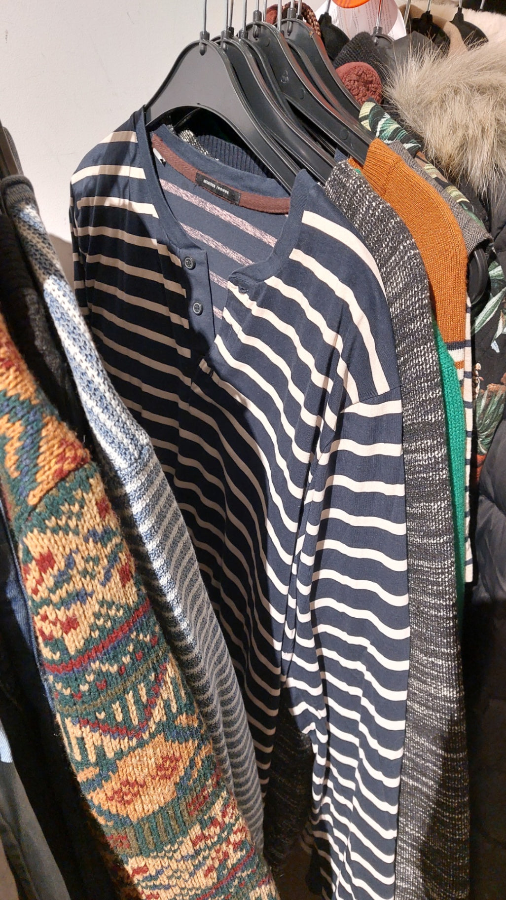 Selected Homme Langarmshirt Blau/Weiß Gr.: M