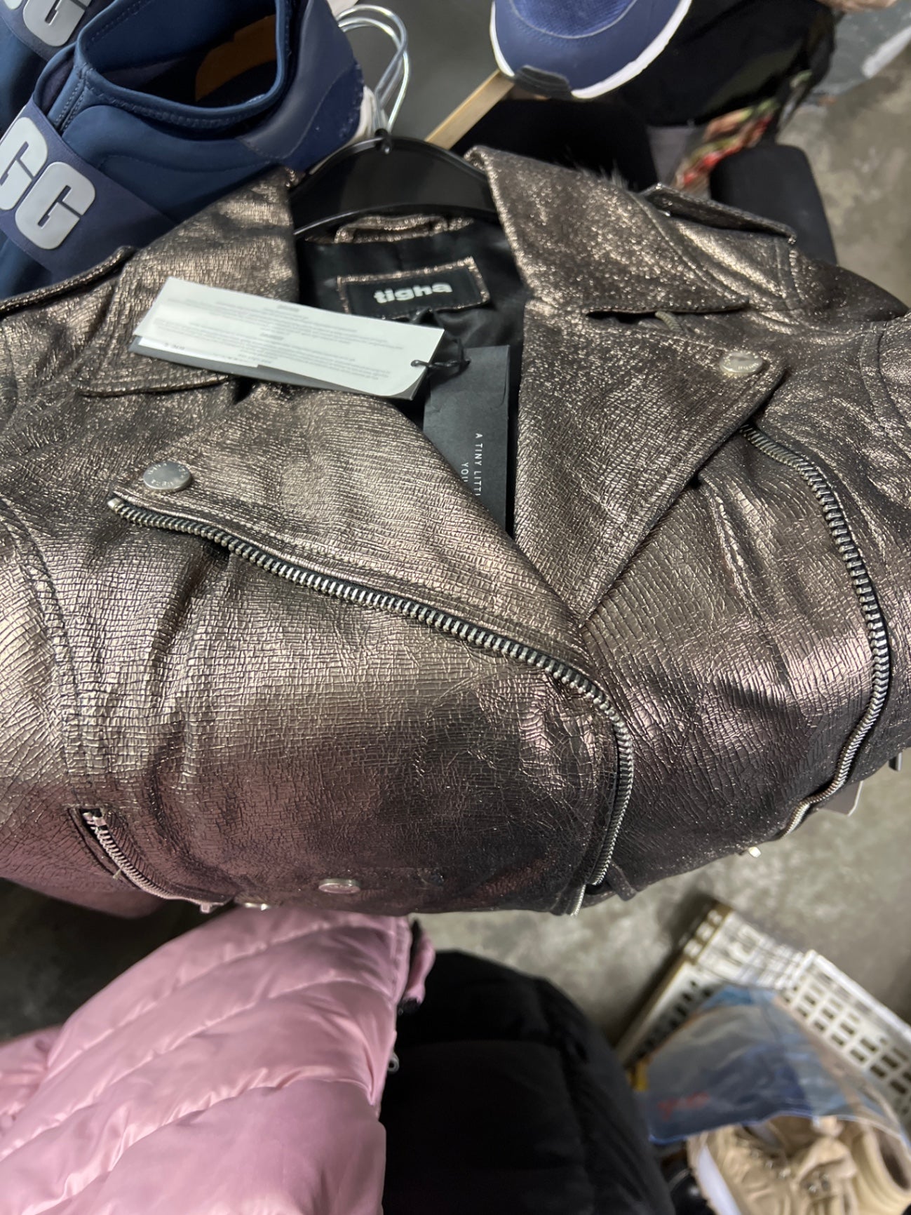 Tigha Lederjacke Metallisch Größe: S