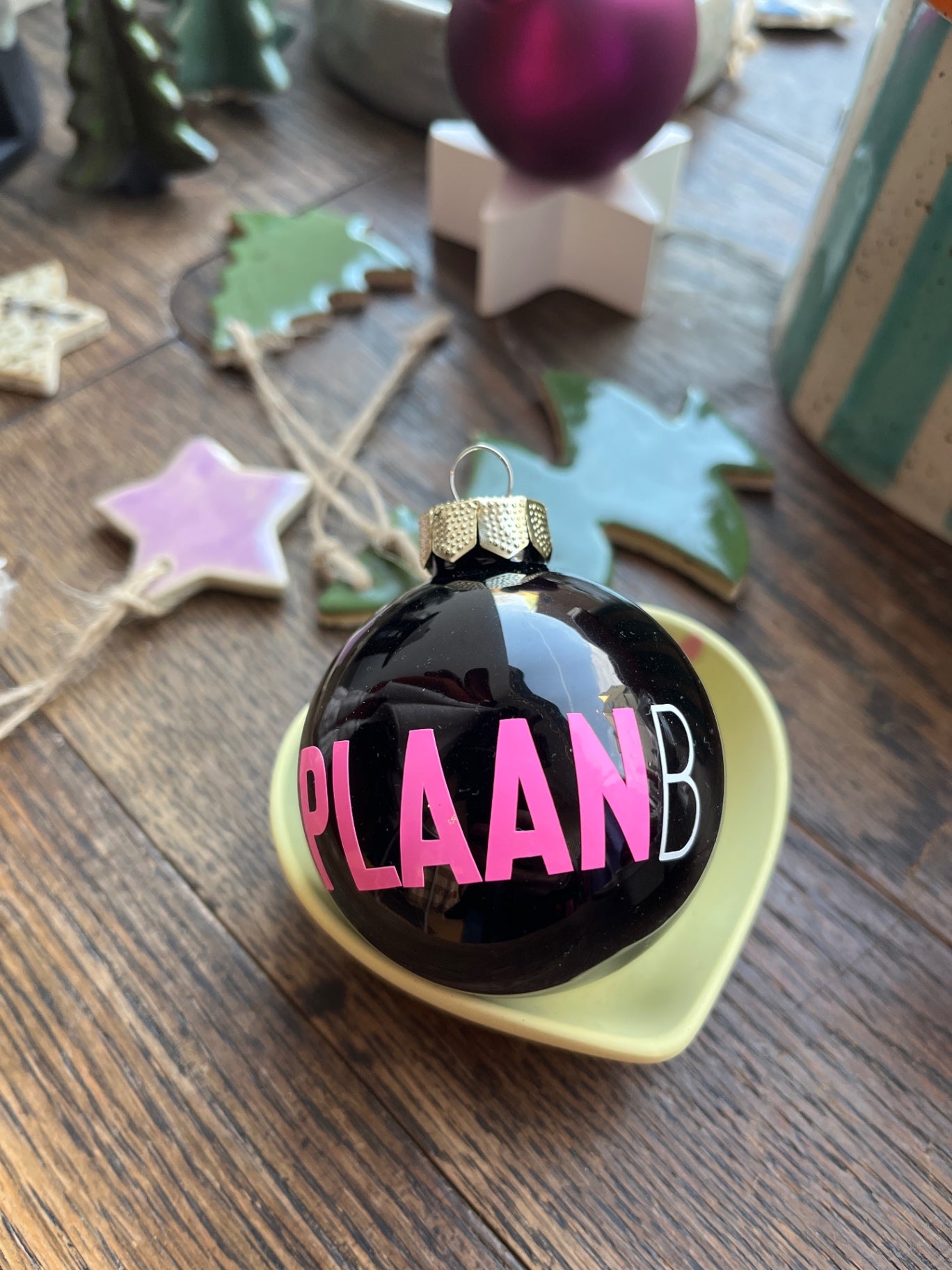 TischGlück Weihnachtskugel personalisiert Schwarz Größe: