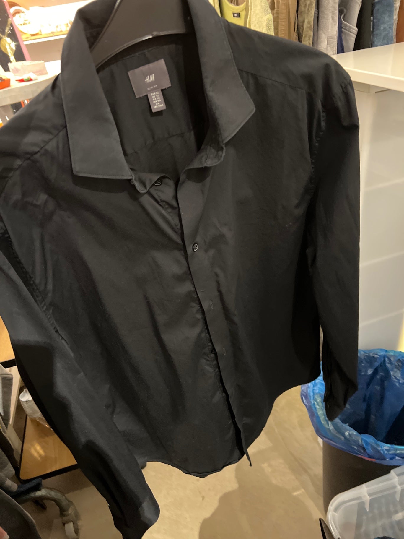 H&M Hemd Schwarz Größe: XL