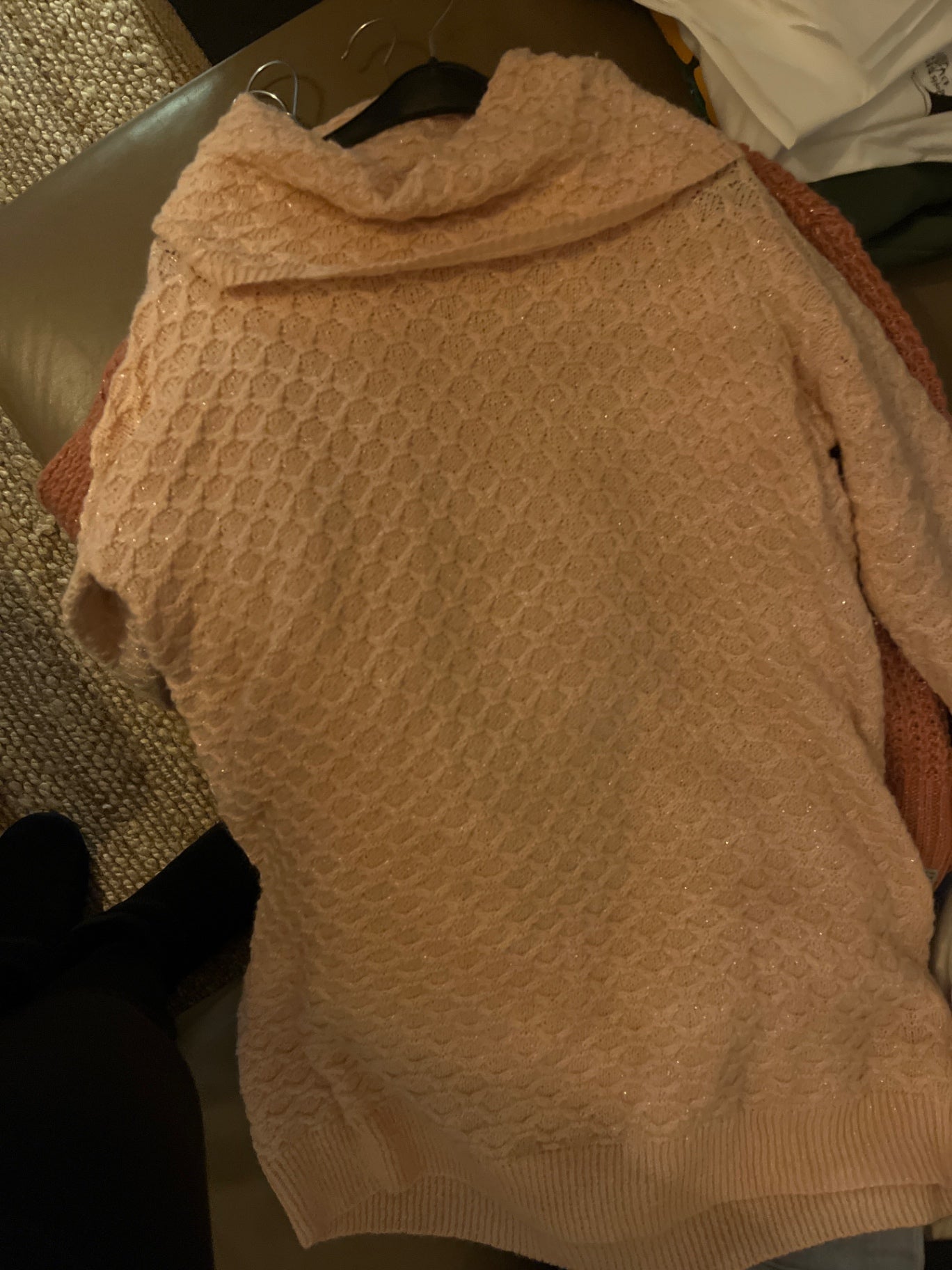 H&M Strickkleid B-Ware, Loch Kragen Rosa Glitzer