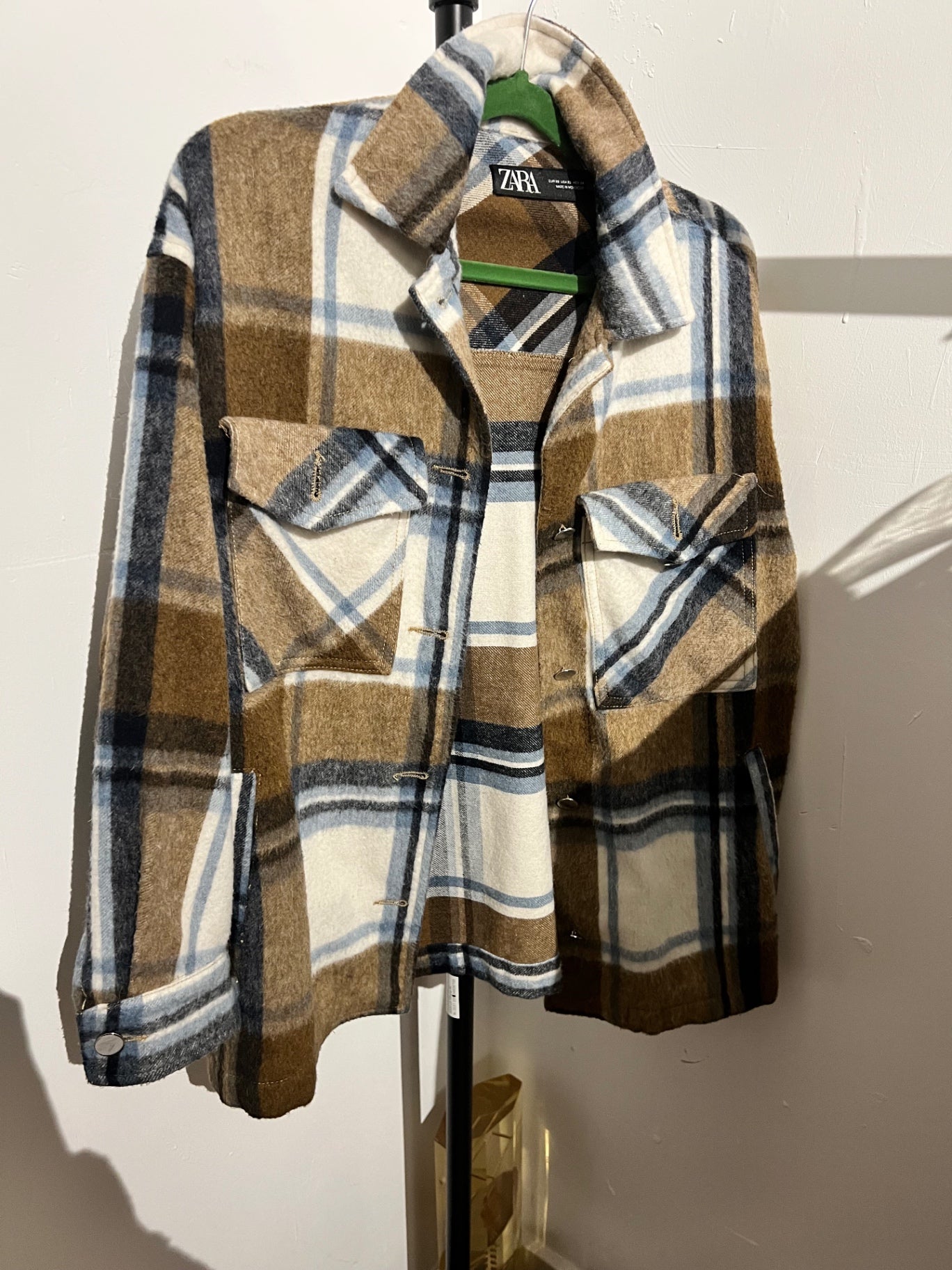 Zara Hemdjacke Braun kariert Größe: S