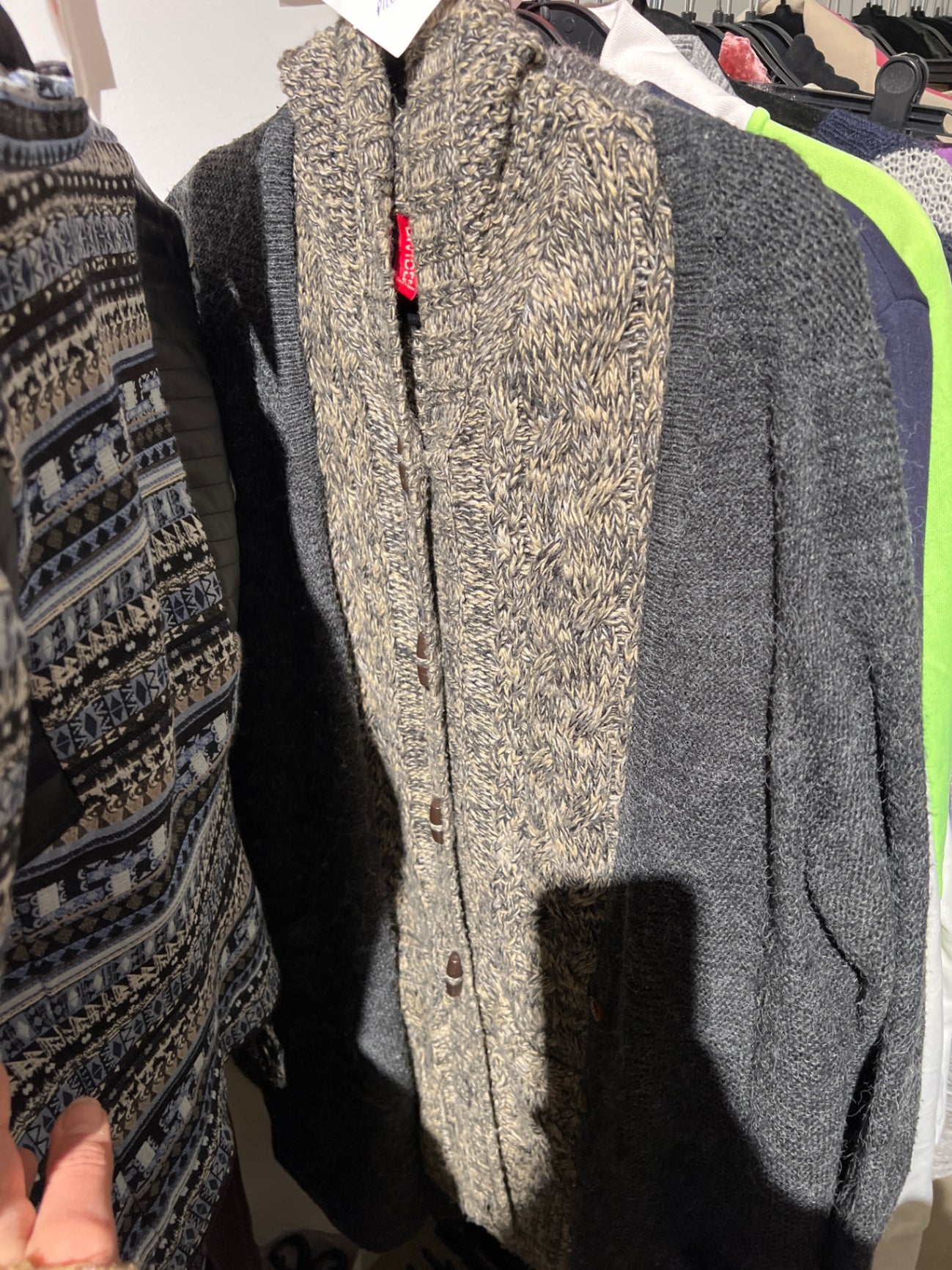 H&M Strickjacke Grau und Beige Größe: 38