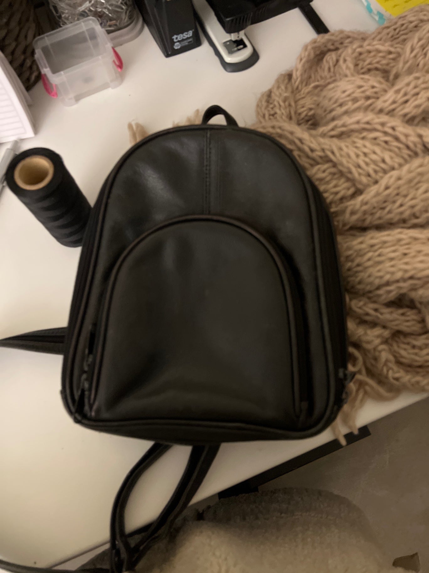 Leder Rucksack schwarz