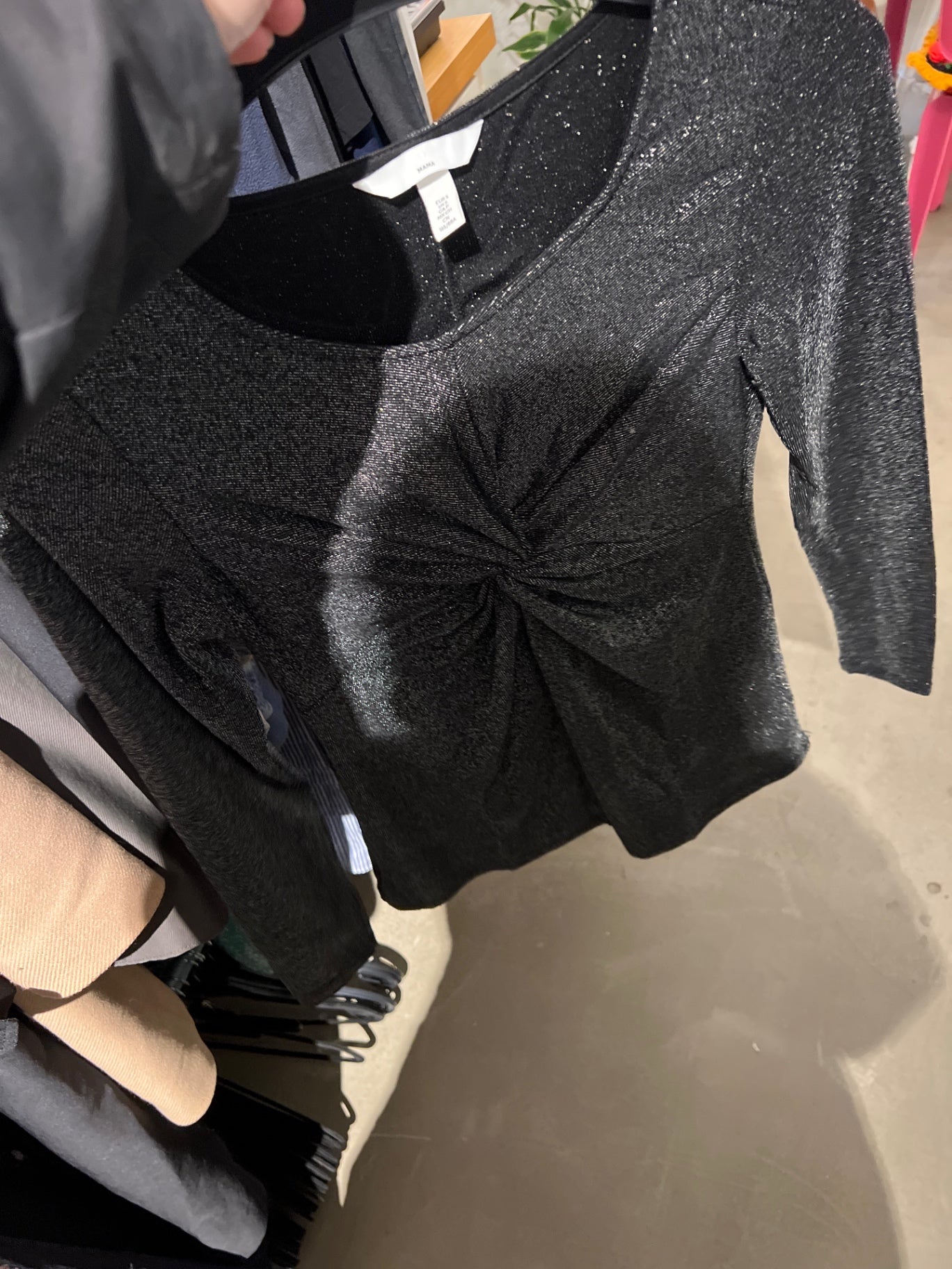 H&M Mama Glitzer Oberteil Schwarz Größe: S