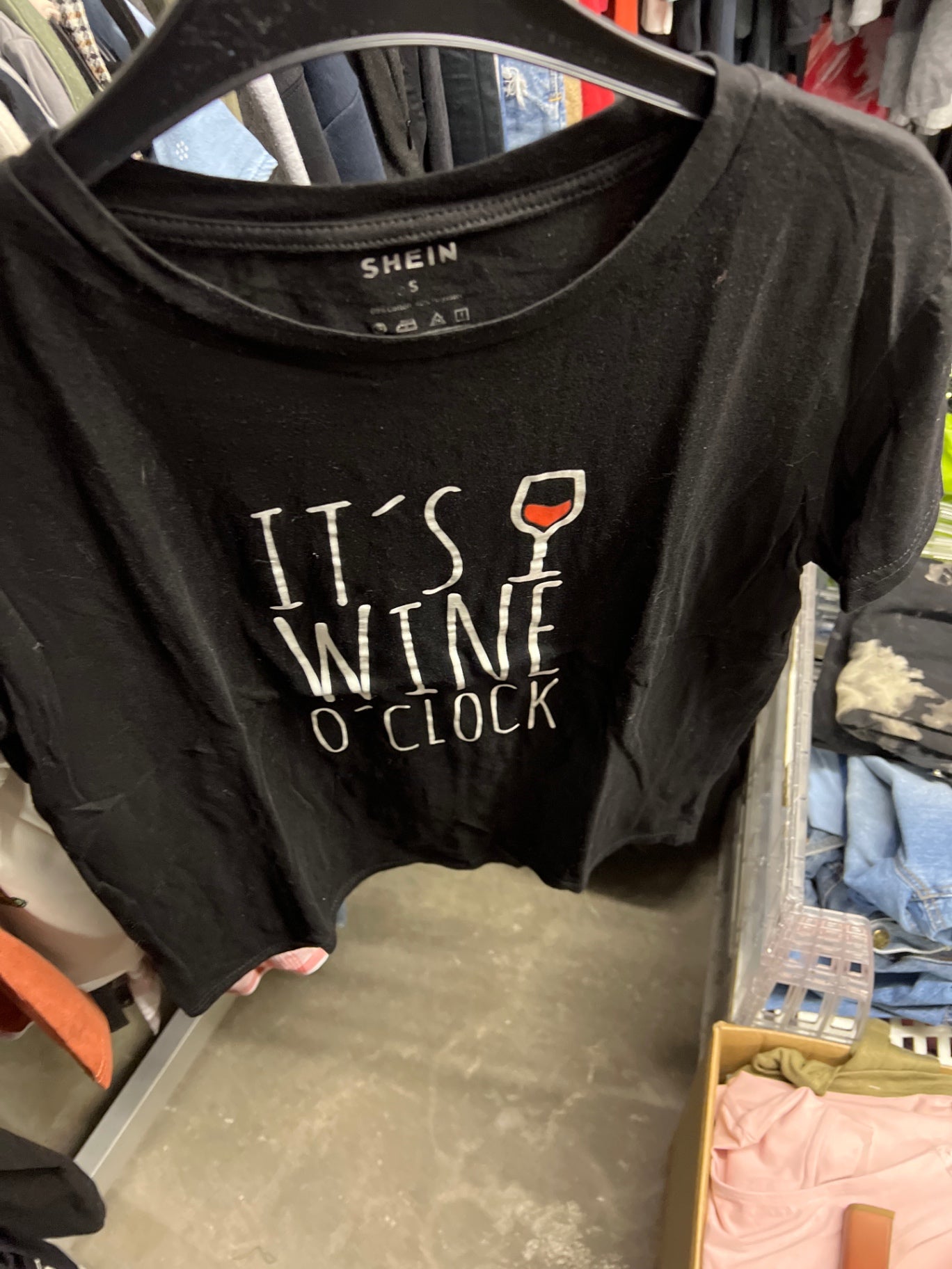 It‘s Wine o‘Clock T-Shirt Schwarz Größe: S