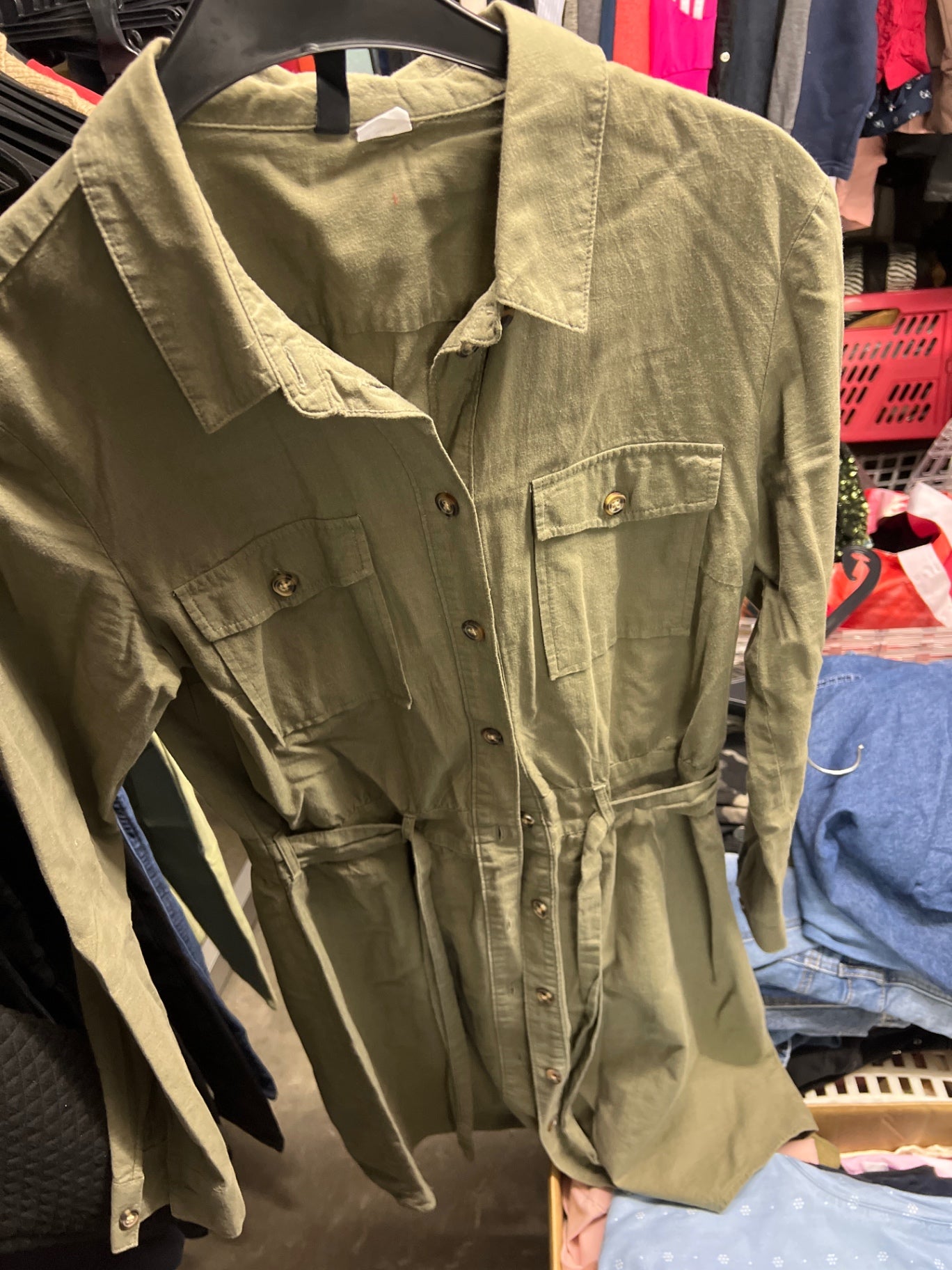 H&M Hemdkleid Olivgrün Größe: 38